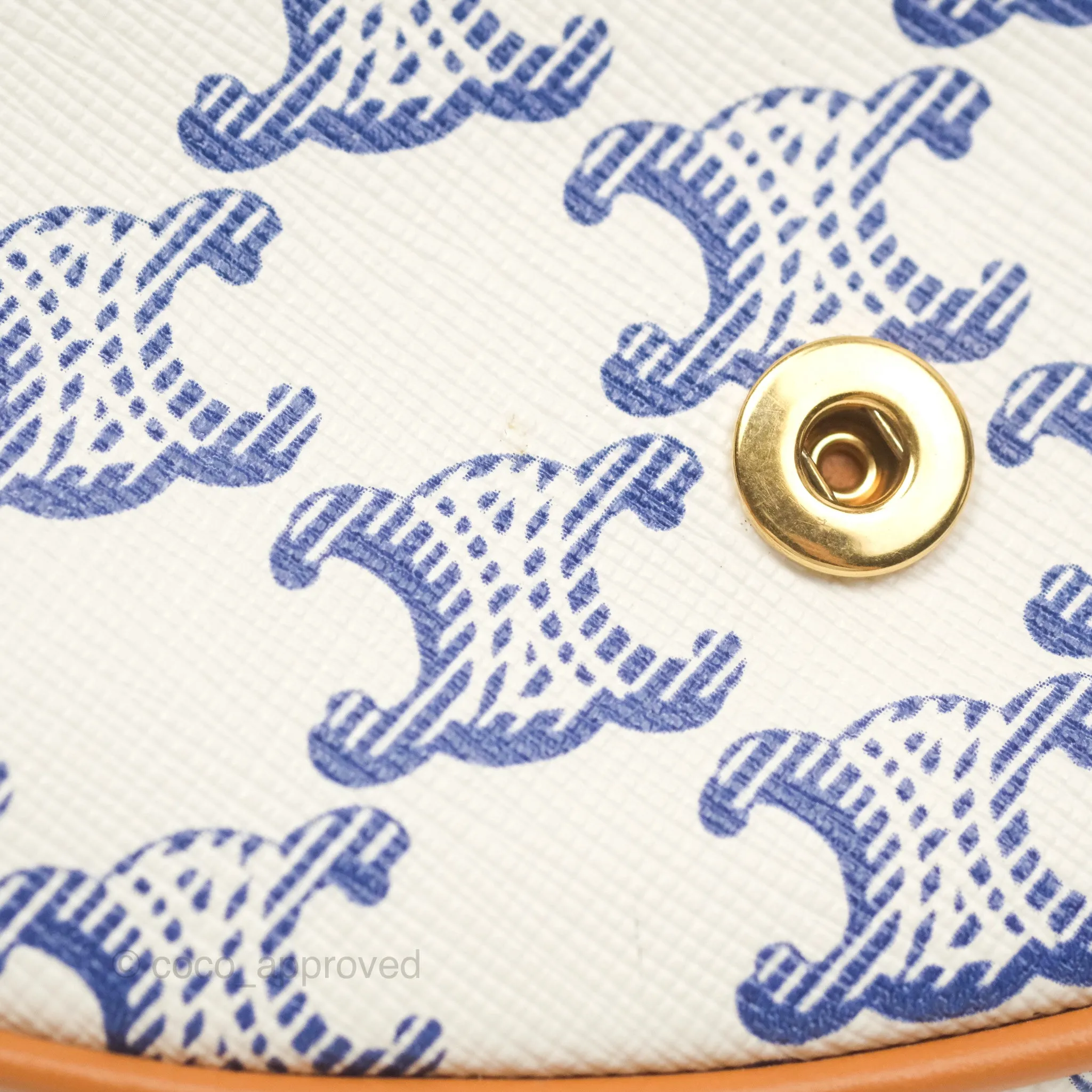 Celine Mini Besace Triomphe Embroidery Calfskin White/ Blue