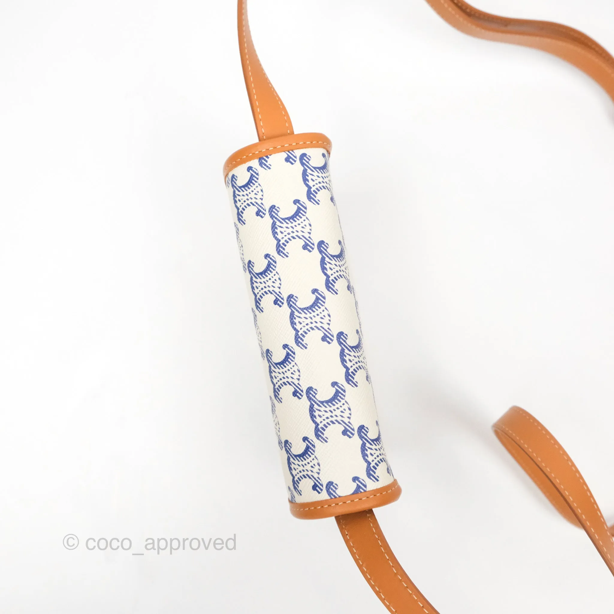 Celine Mini Besace Triomphe Embroidery Calfskin White/ Blue