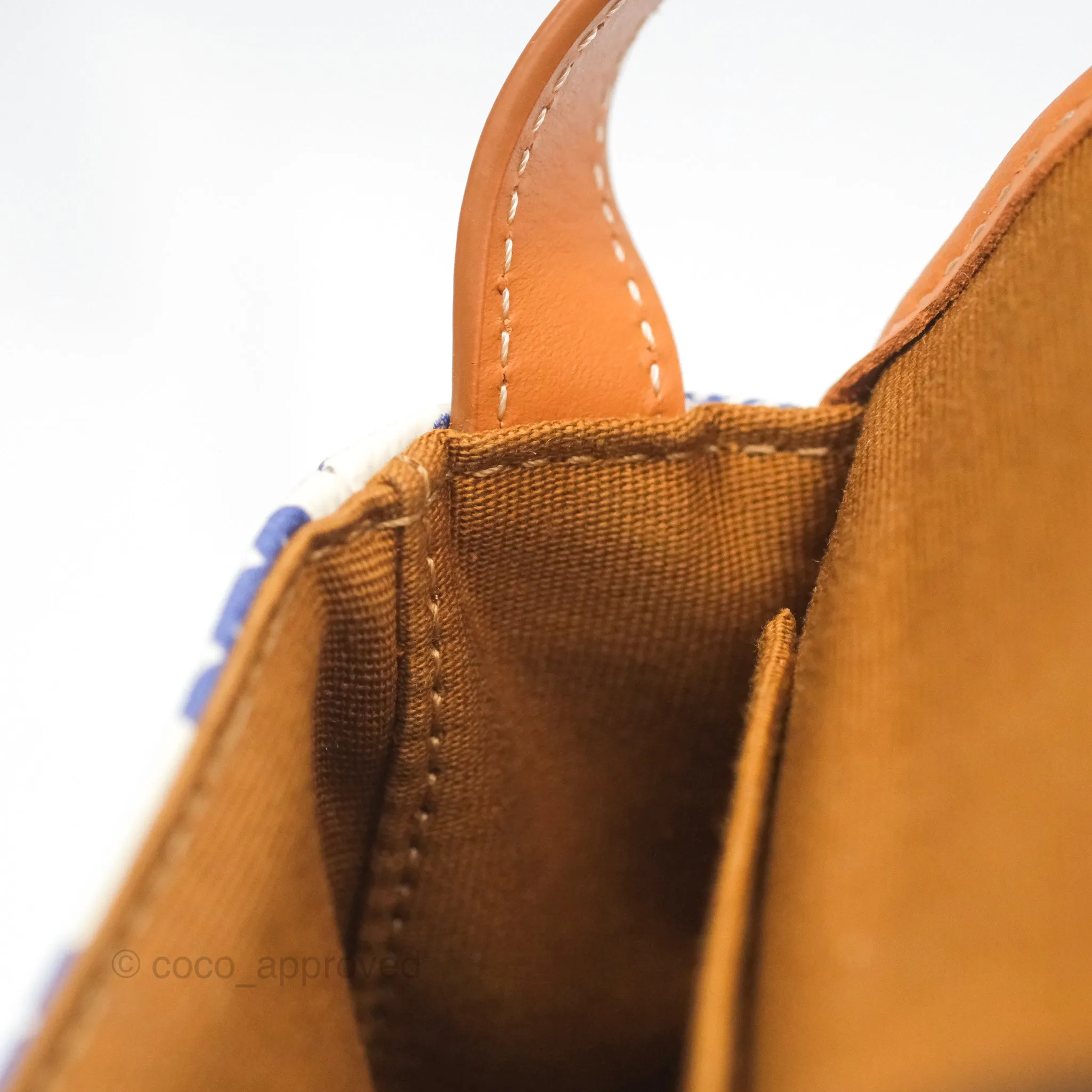 Celine Mini Besace Triomphe Embroidery Calfskin White/ Blue