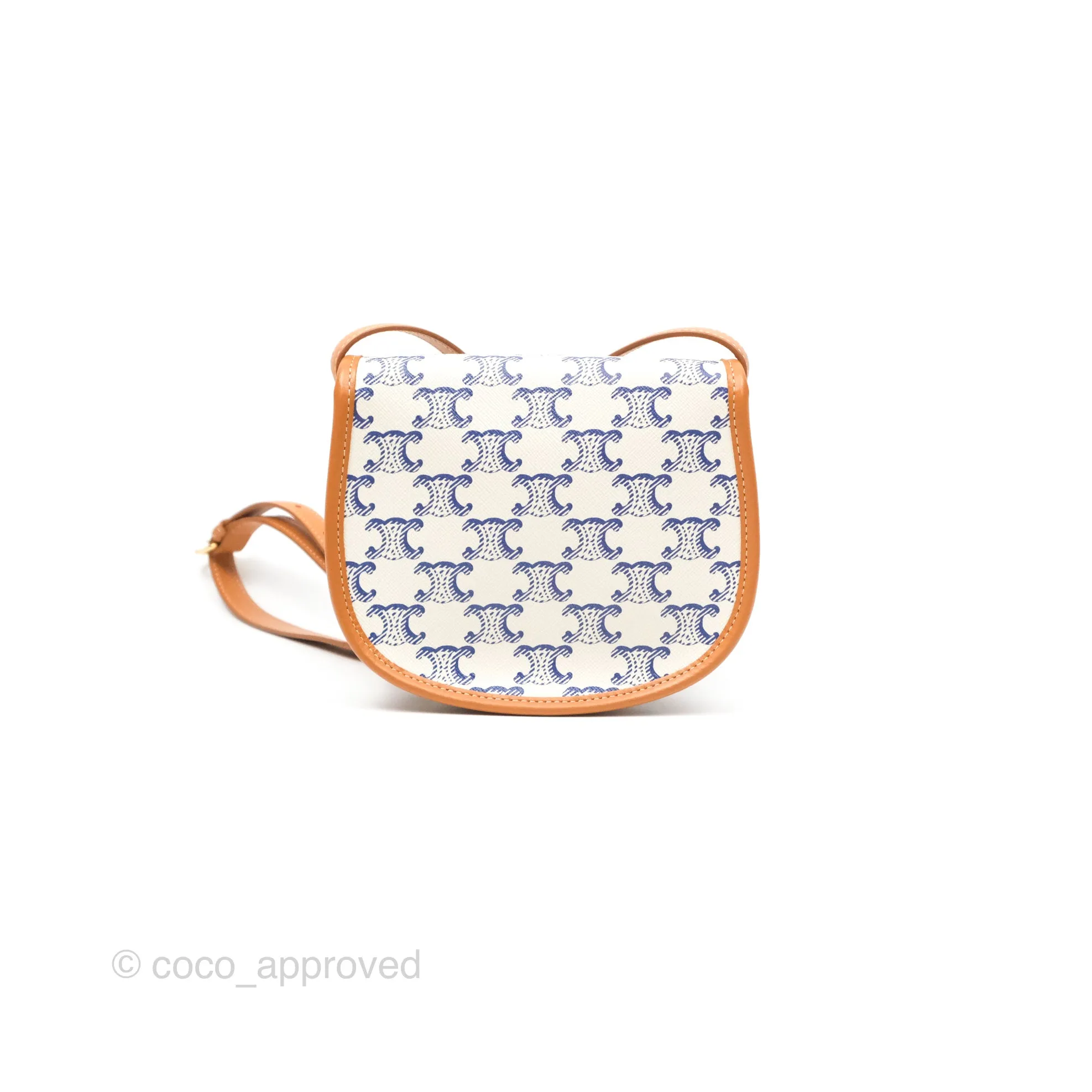 Celine Mini Besace Triomphe Embroidery Calfskin White/ Blue
