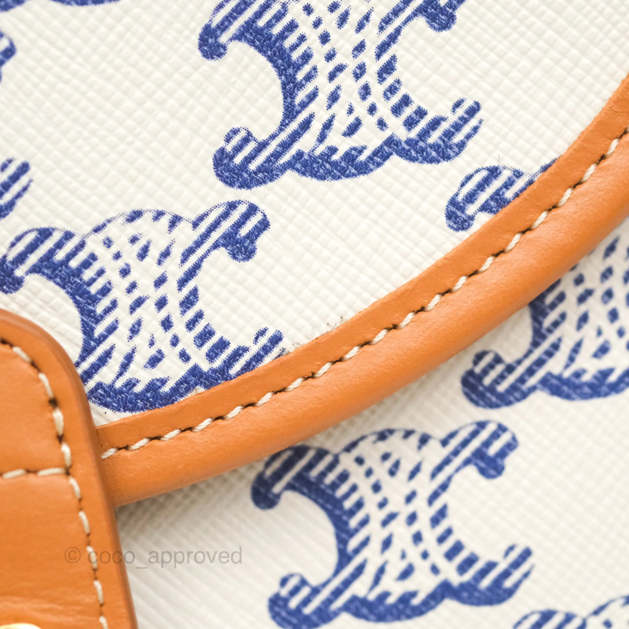 Celine Mini Besace Triomphe Embroidery Calfskin White/ Blue