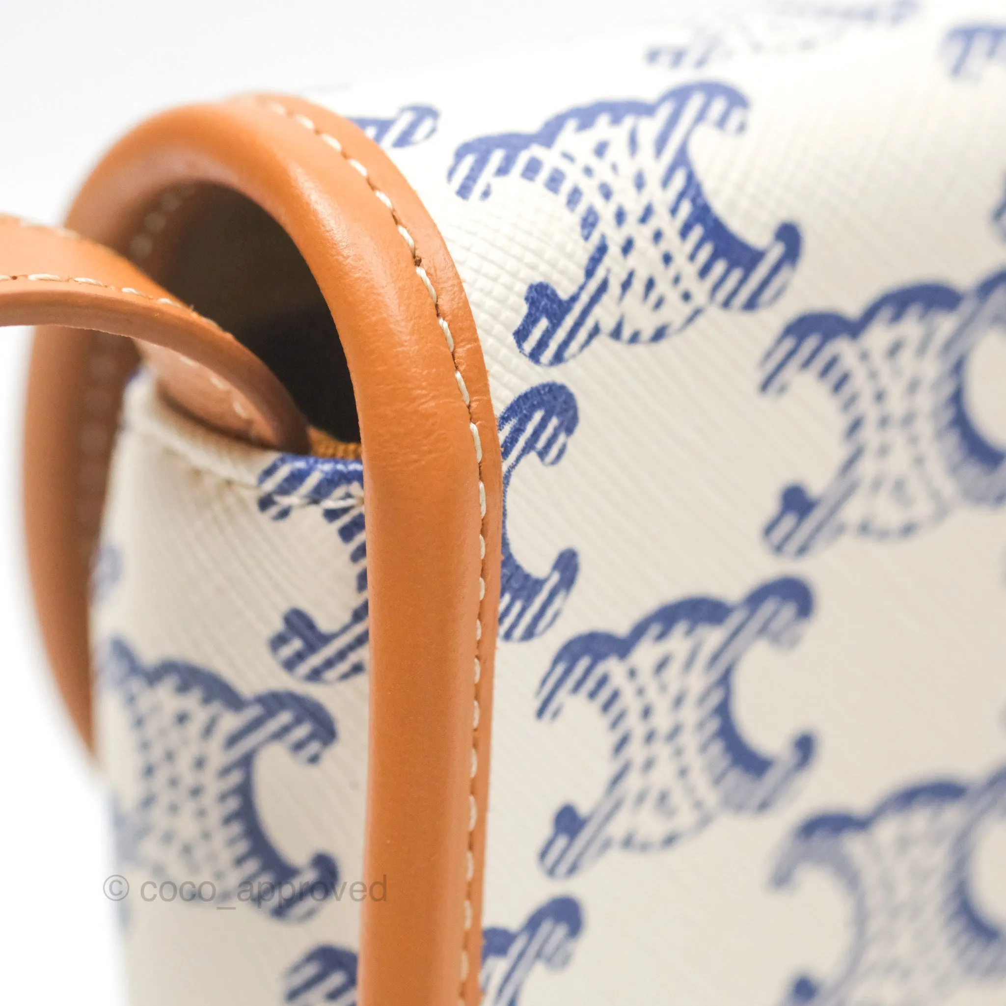 Celine Mini Besace Triomphe Embroidery Calfskin White/ Blue