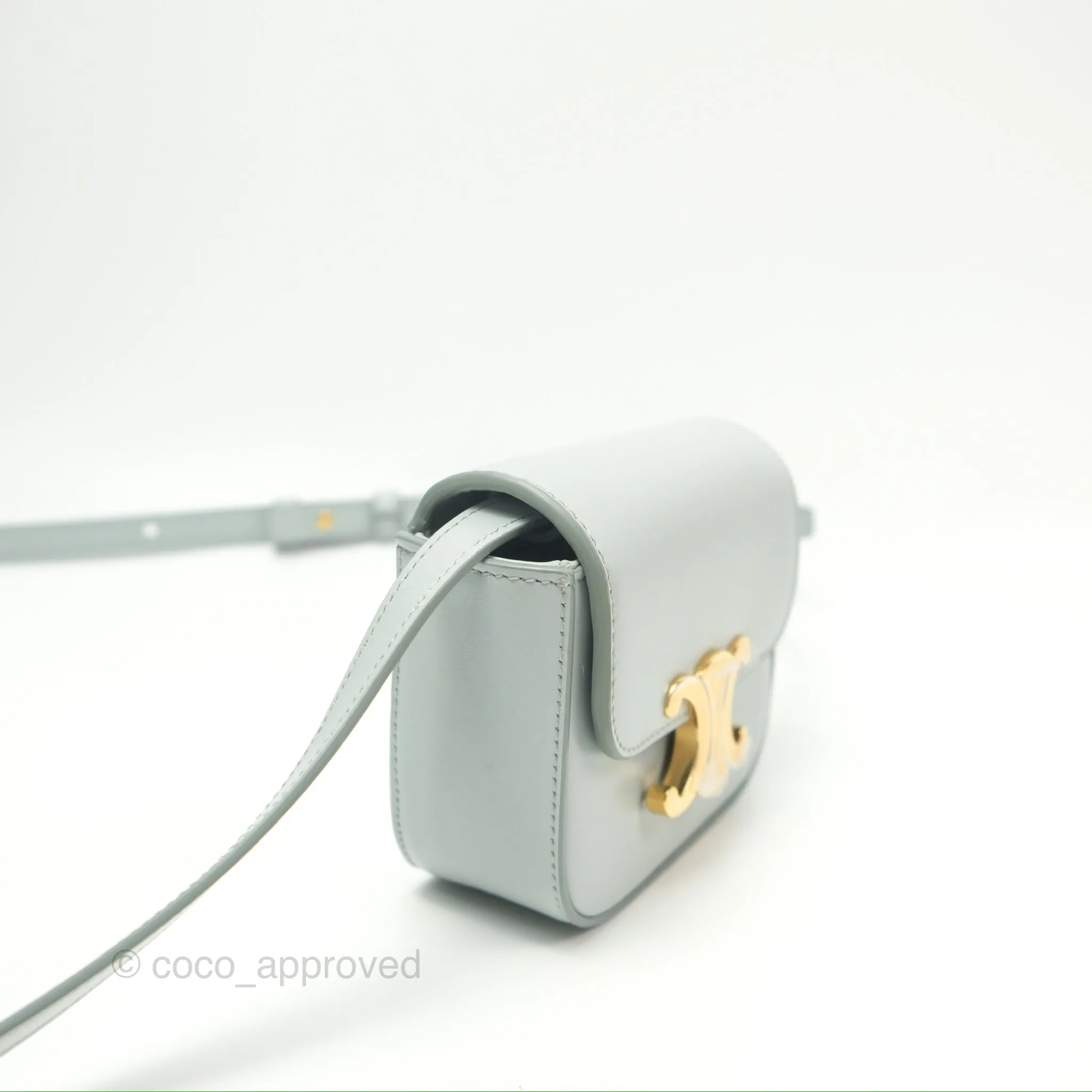 Celine Mini Claude Triomphe Bag Shiny Calfskin Soft Blue