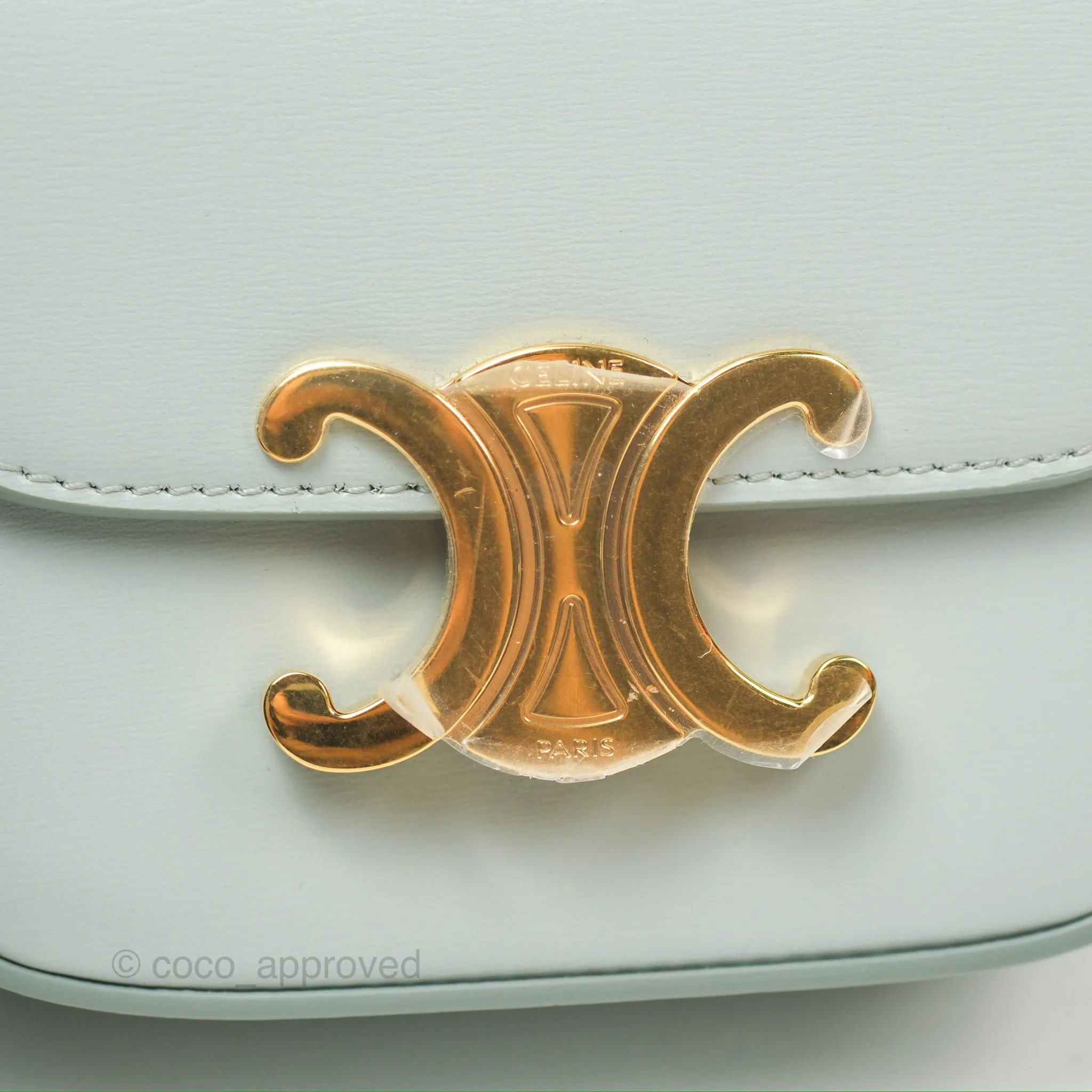 Celine Mini Claude Triomphe Bag Shiny Calfskin Soft Blue