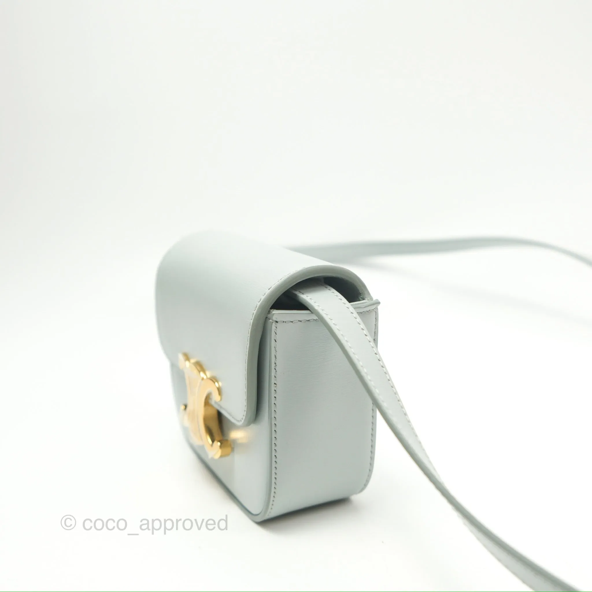Celine Mini Claude Triomphe Bag Shiny Calfskin Soft Blue