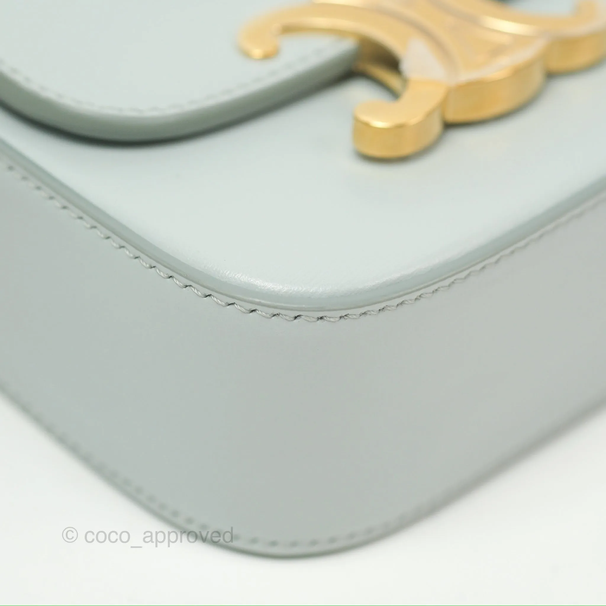 Celine Mini Claude Triomphe Bag Shiny Calfskin Soft Blue