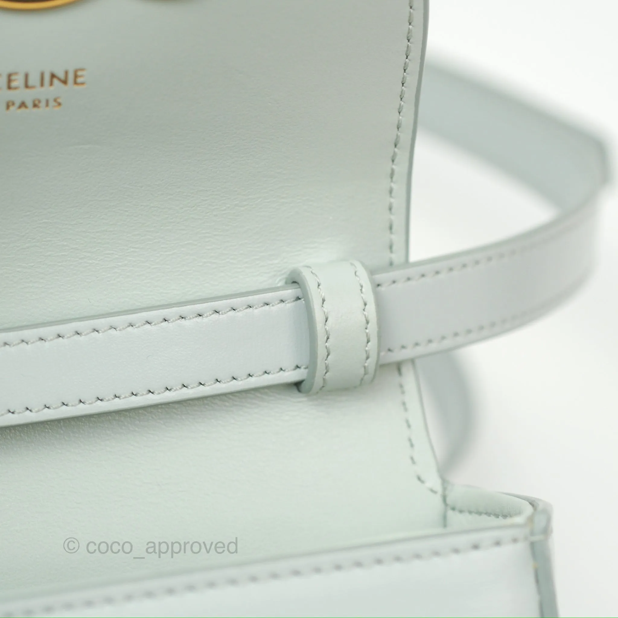 Celine Mini Claude Triomphe Bag Shiny Calfskin Soft Blue