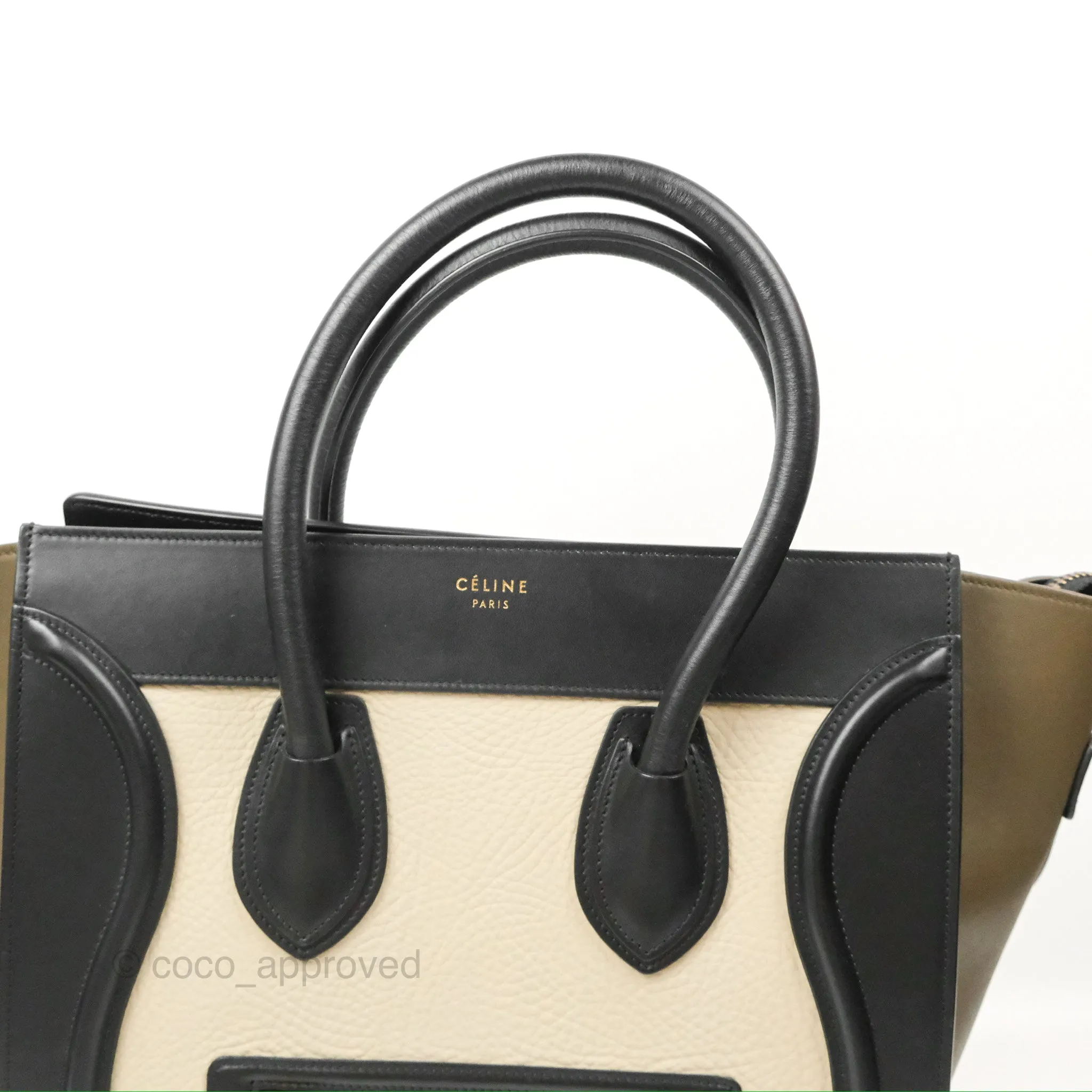 Celine Mini Luggage Bag Black/Brown/Ivory Calfskin