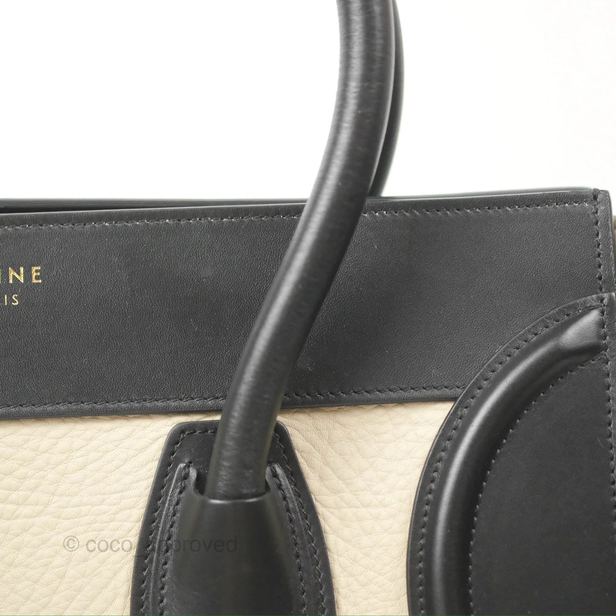 Celine Mini Luggage Bag Black/Brown/Ivory Calfskin