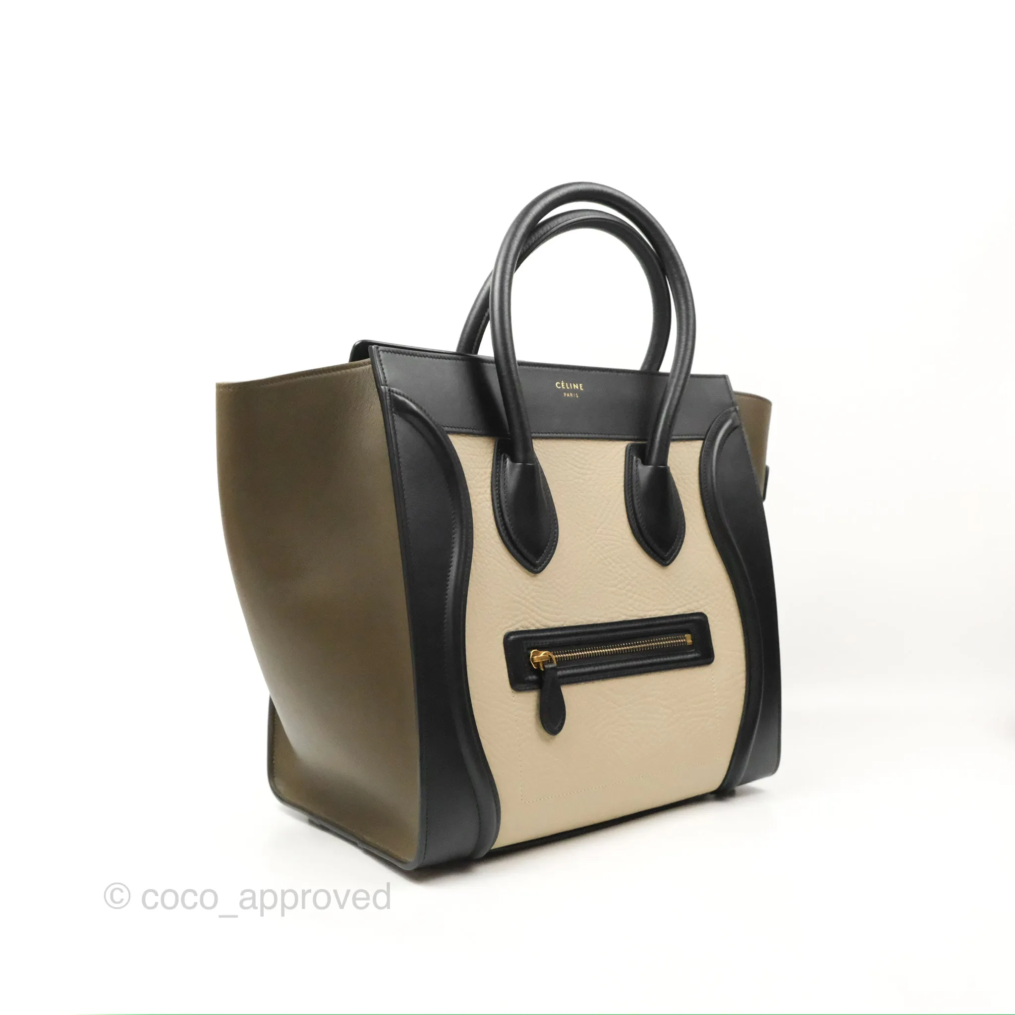 Celine Mini Luggage Bag Black/Brown/Ivory Calfskin