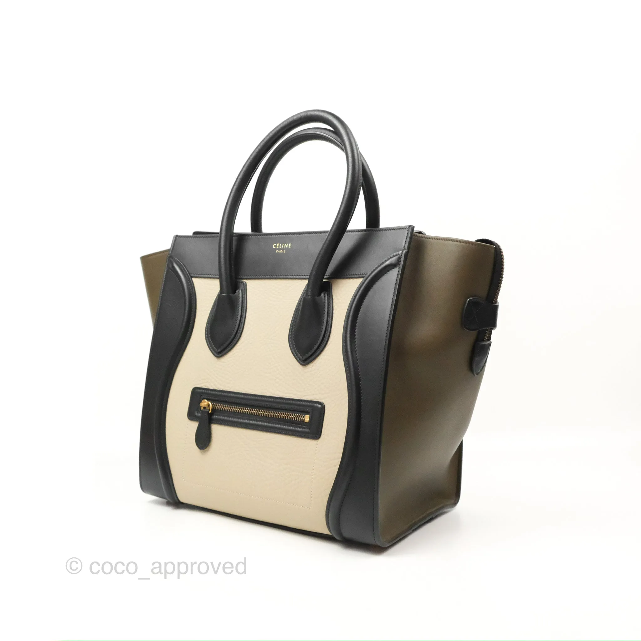 Celine Mini Luggage Bag Black/Brown/Ivory Calfskin