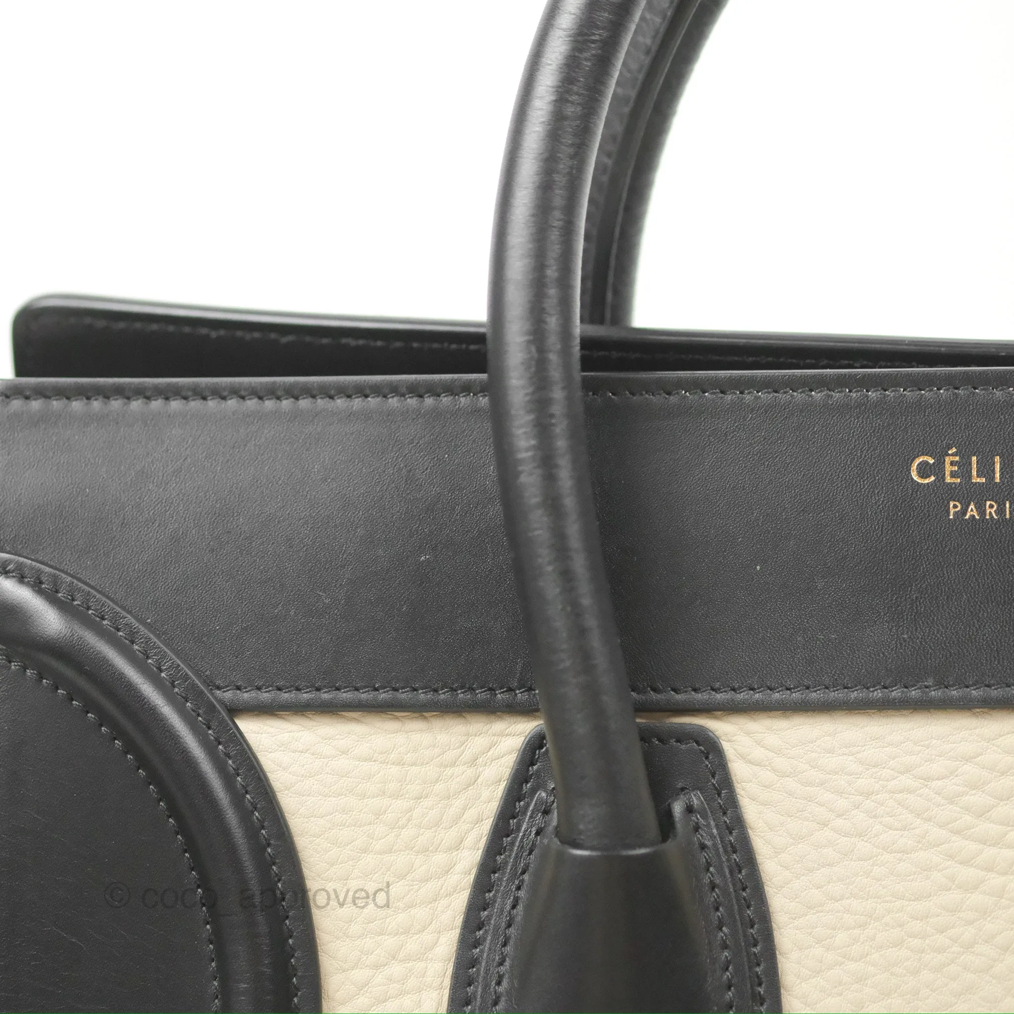 Celine Mini Luggage Bag Black/Brown/Ivory Calfskin