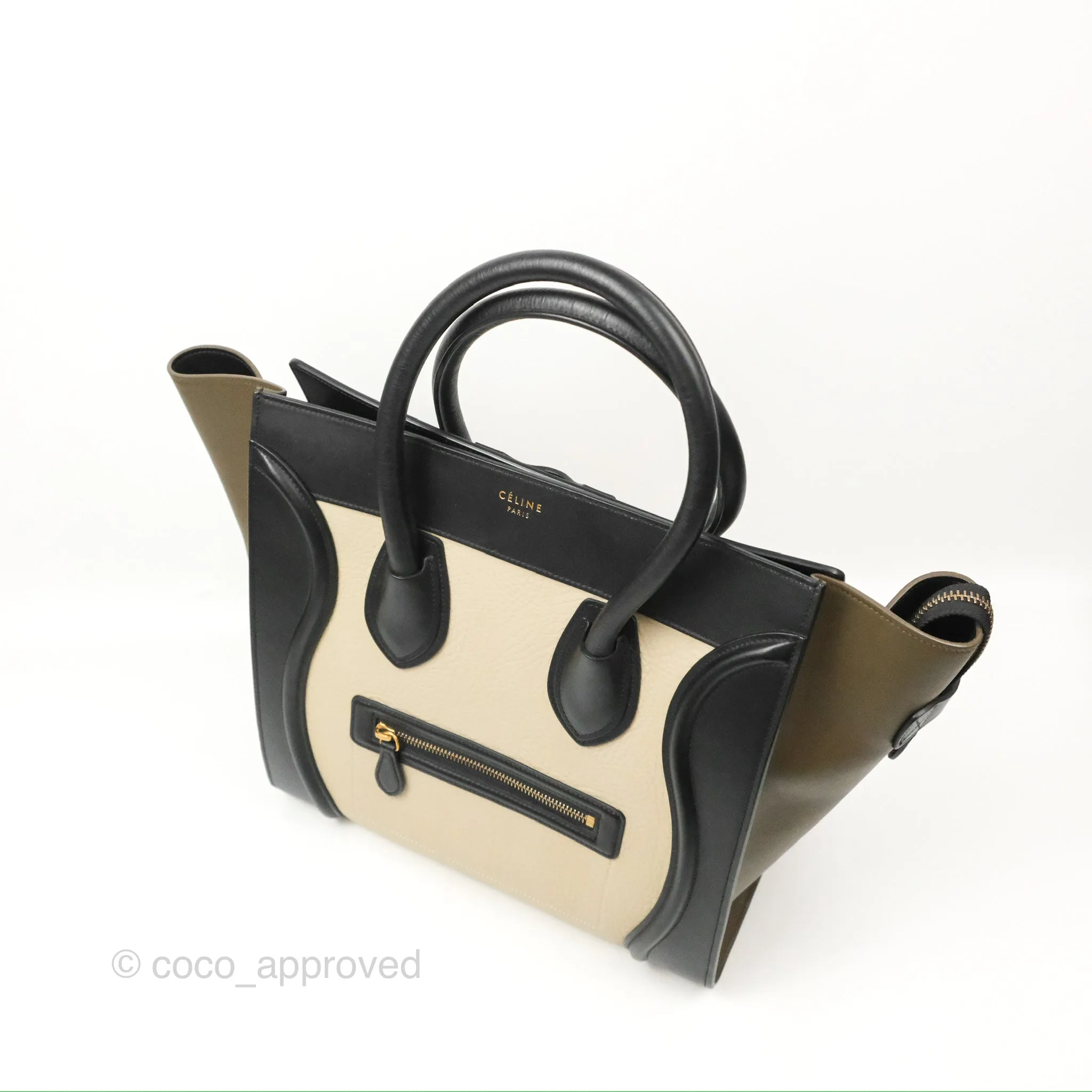 Celine Mini Luggage Bag Black/Brown/Ivory Calfskin