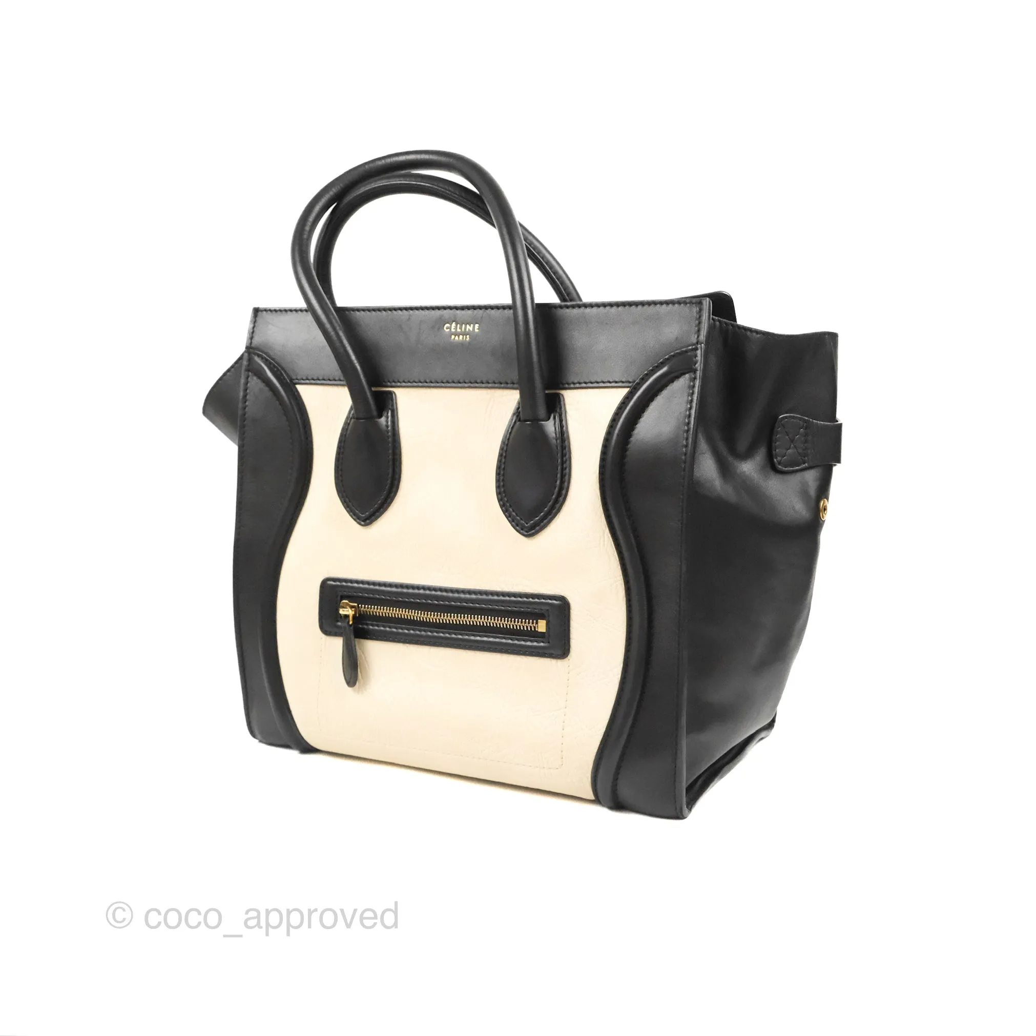 Celine Mini Luggage Bag Black/White Aged Calfskin