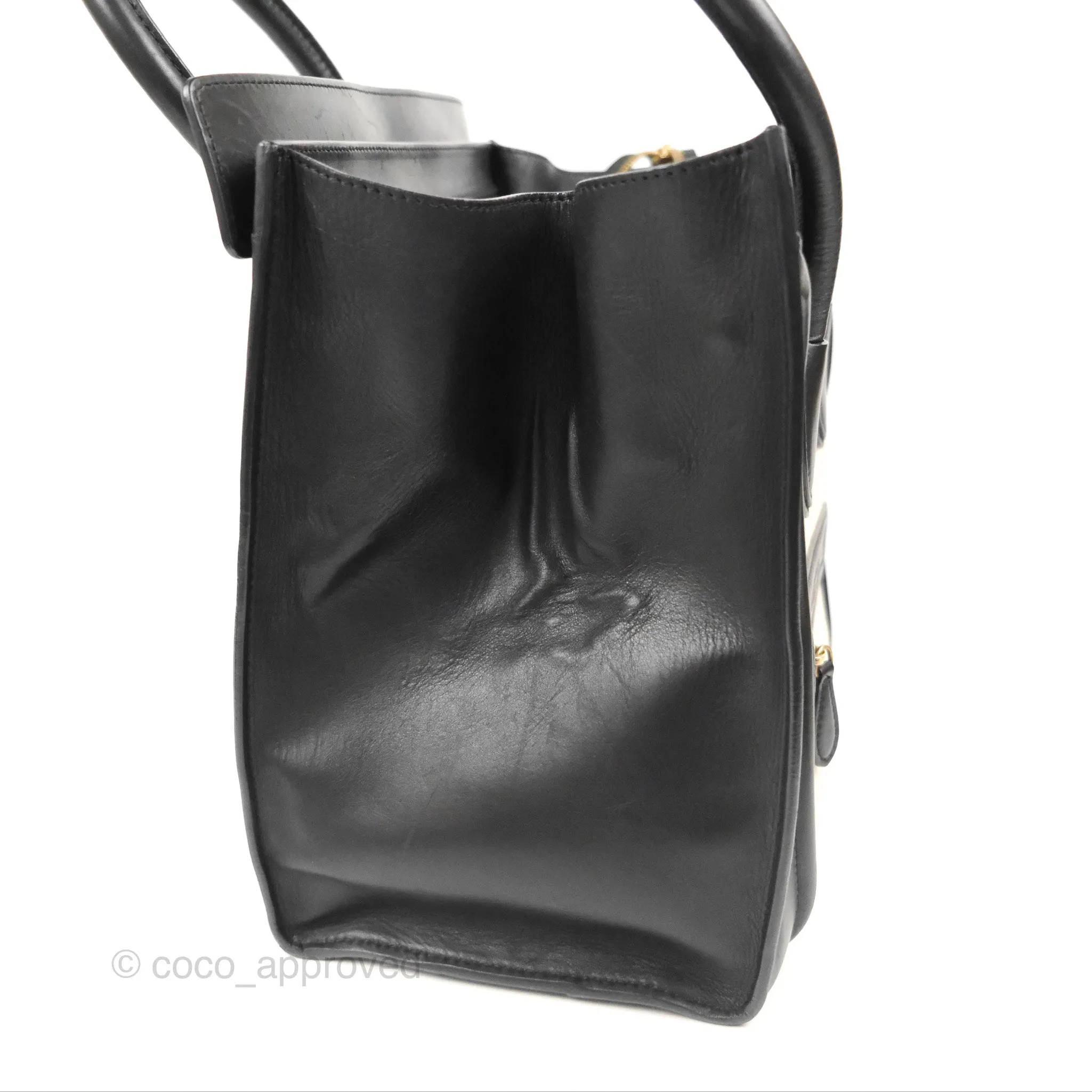 Celine Mini Luggage Bag Black/White Aged Calfskin