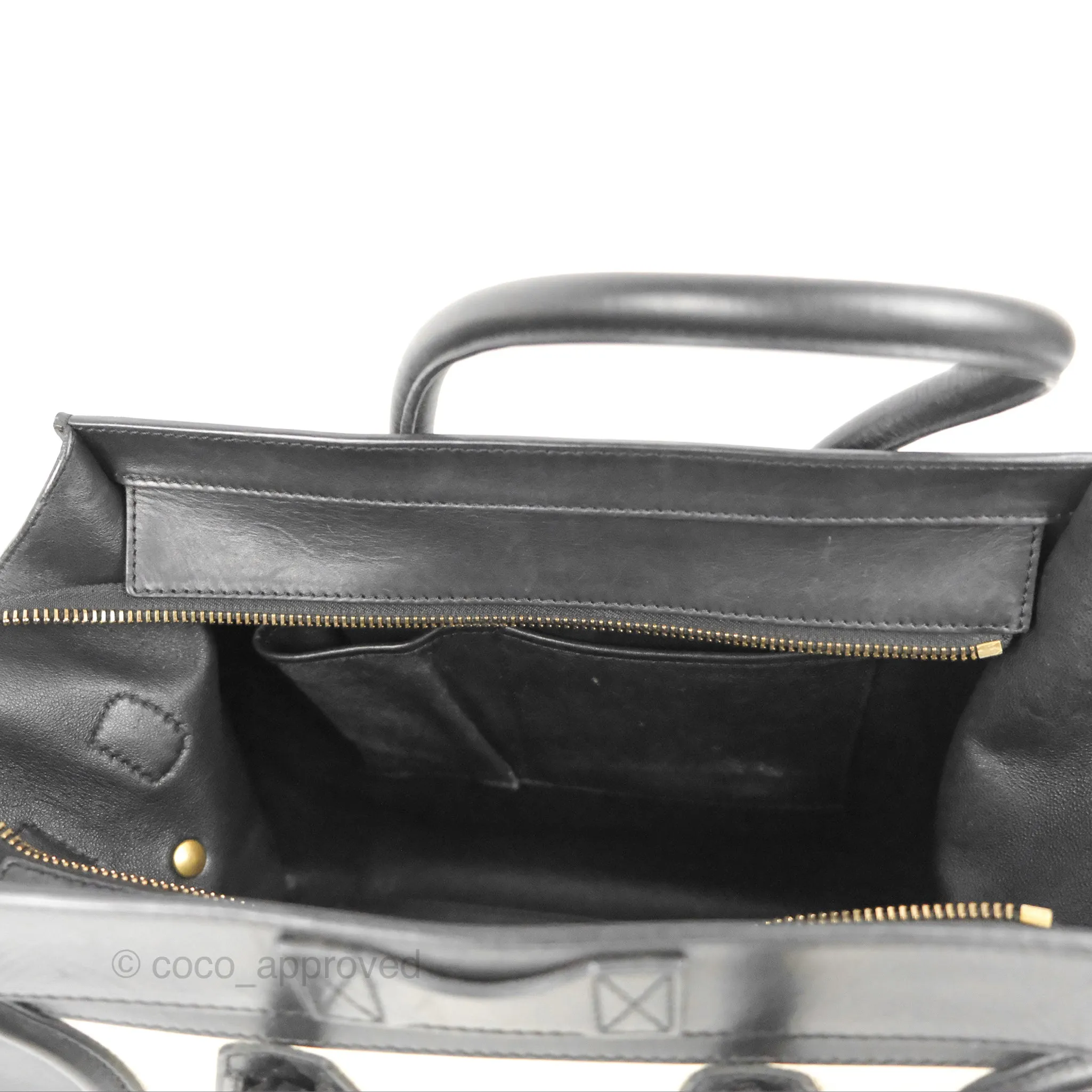 Celine Mini Luggage Bag Black/White Aged Calfskin