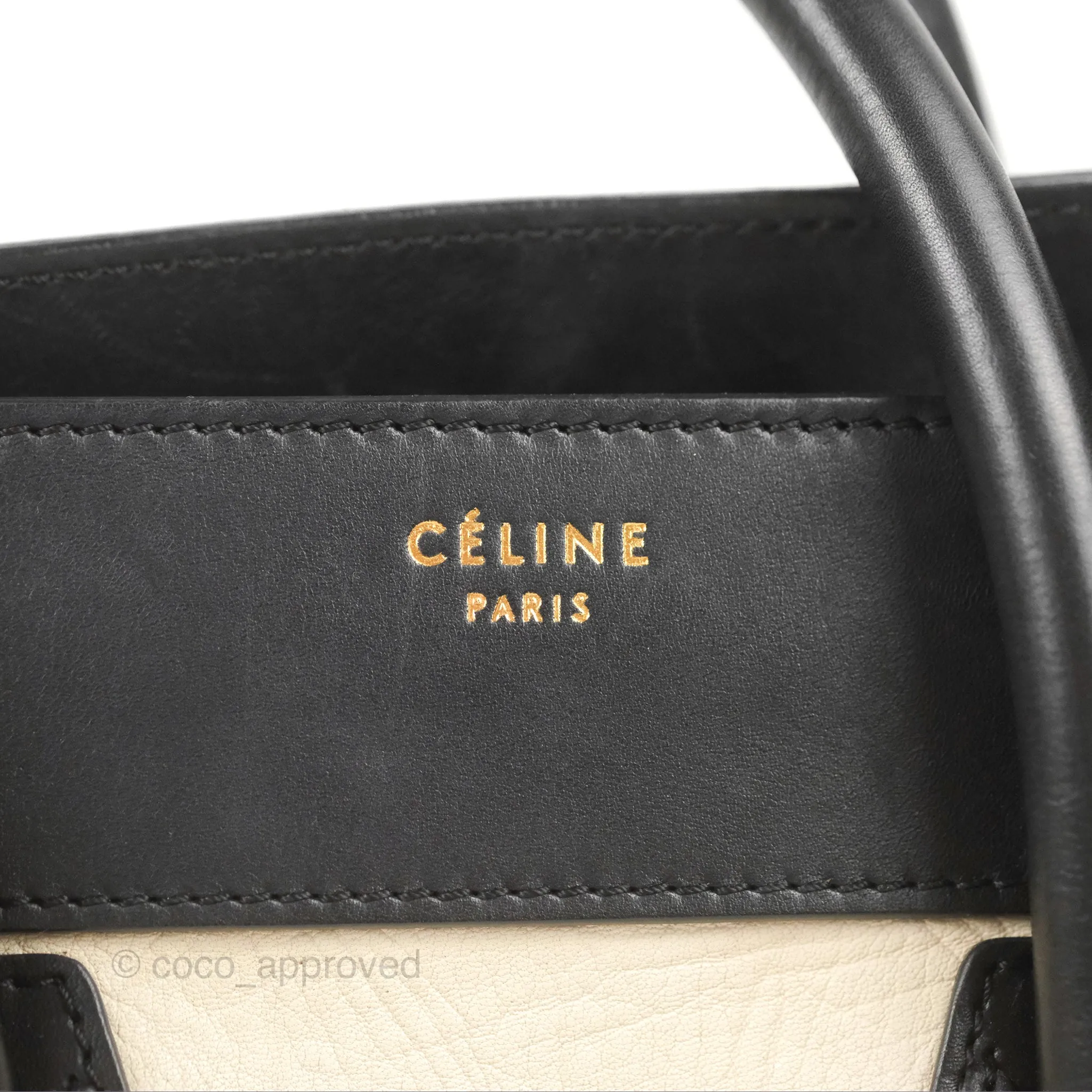 Celine Mini Luggage Bag Black/White Aged Calfskin