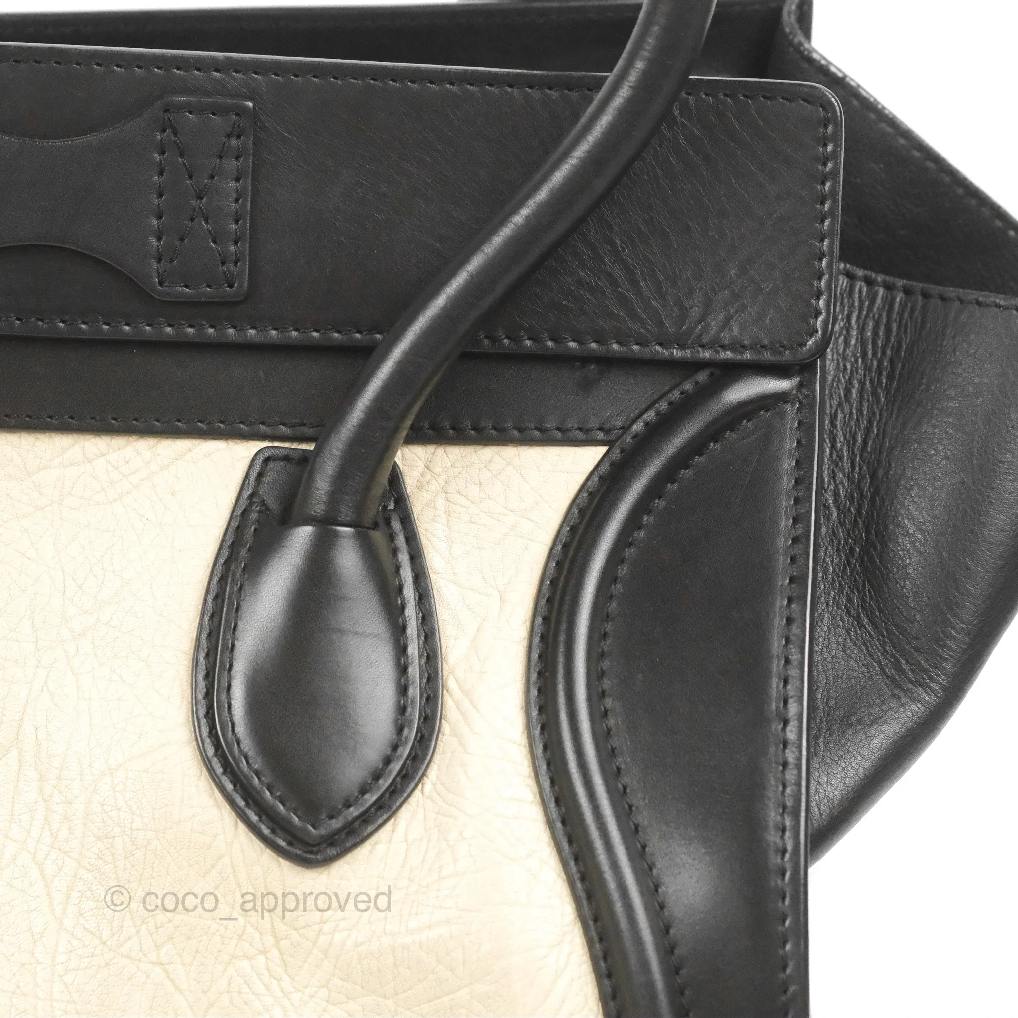 Celine Mini Luggage Bag Black/White Aged Calfskin