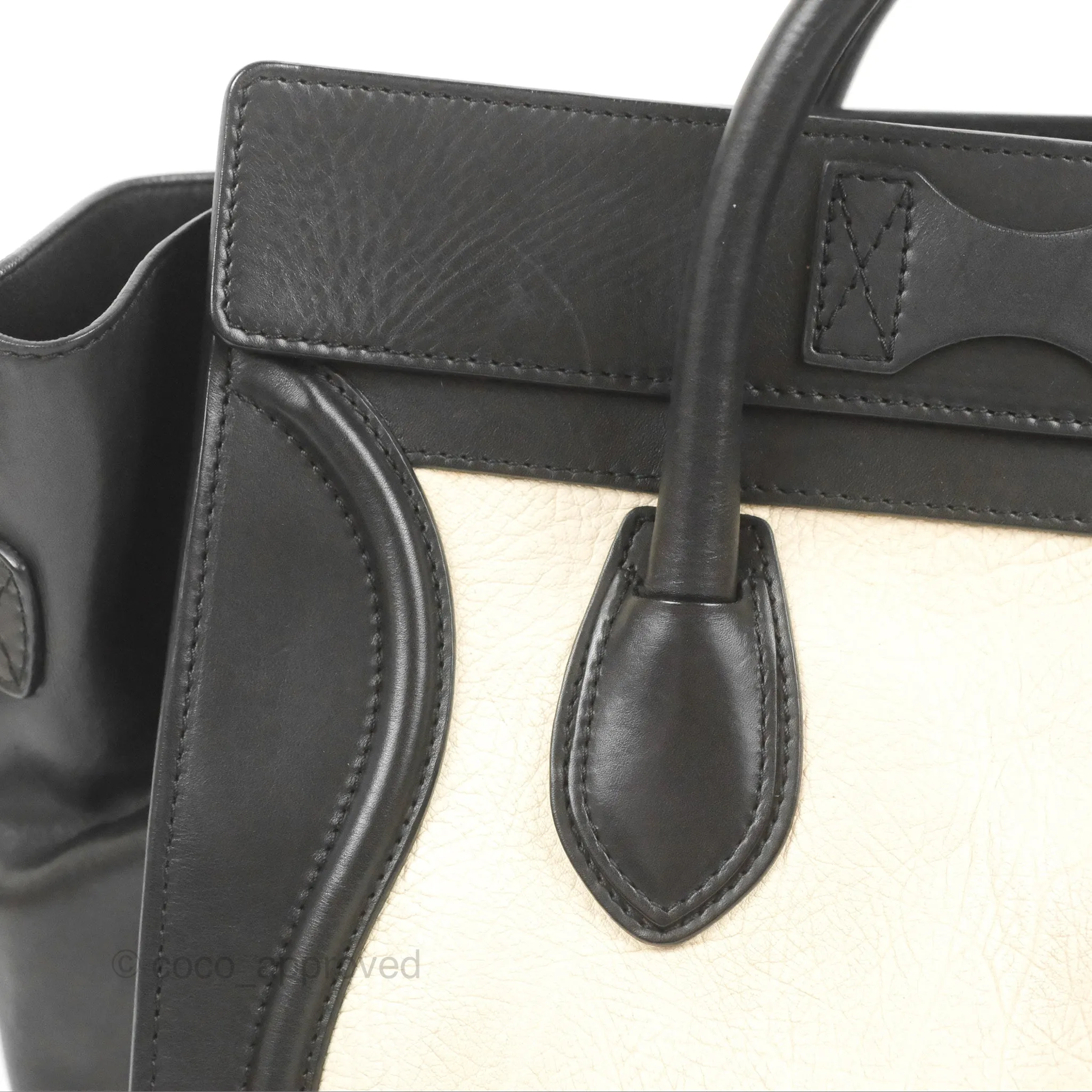 Celine Mini Luggage Bag Black/White Aged Calfskin