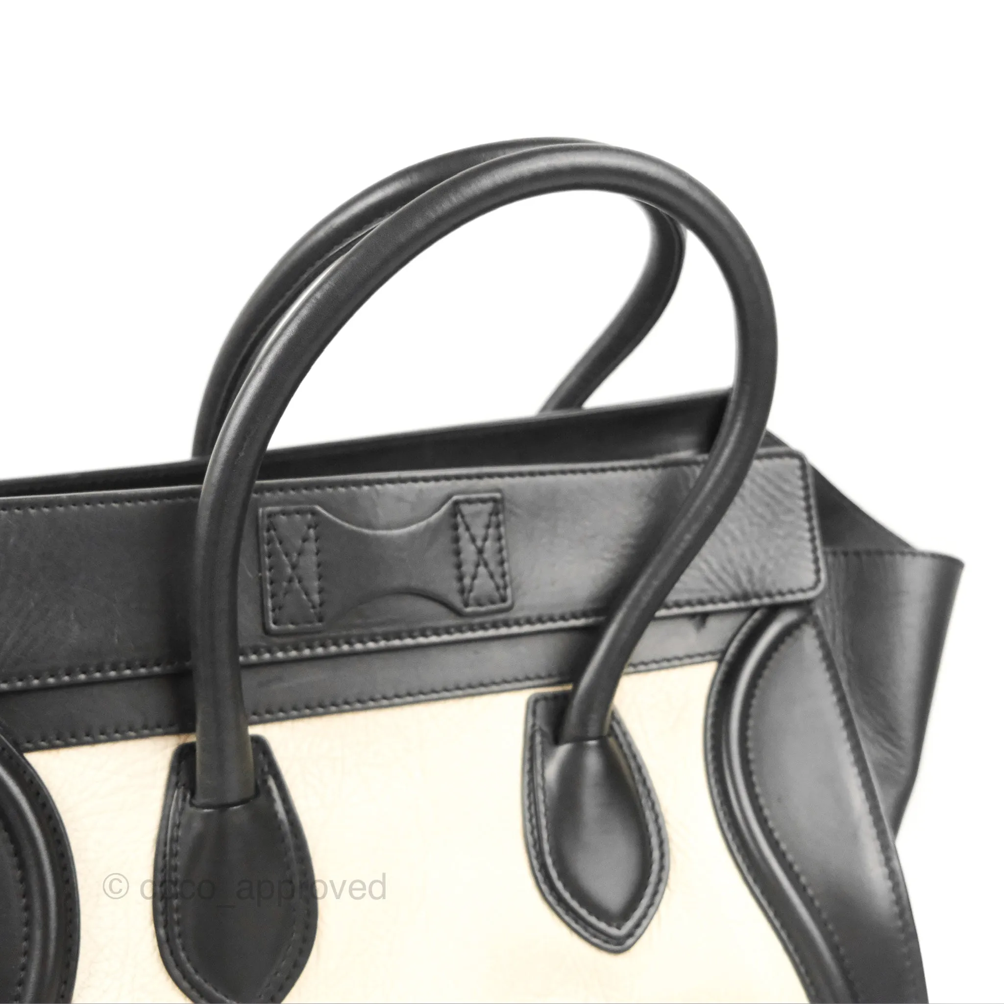 Celine Mini Luggage Bag Black/White Aged Calfskin