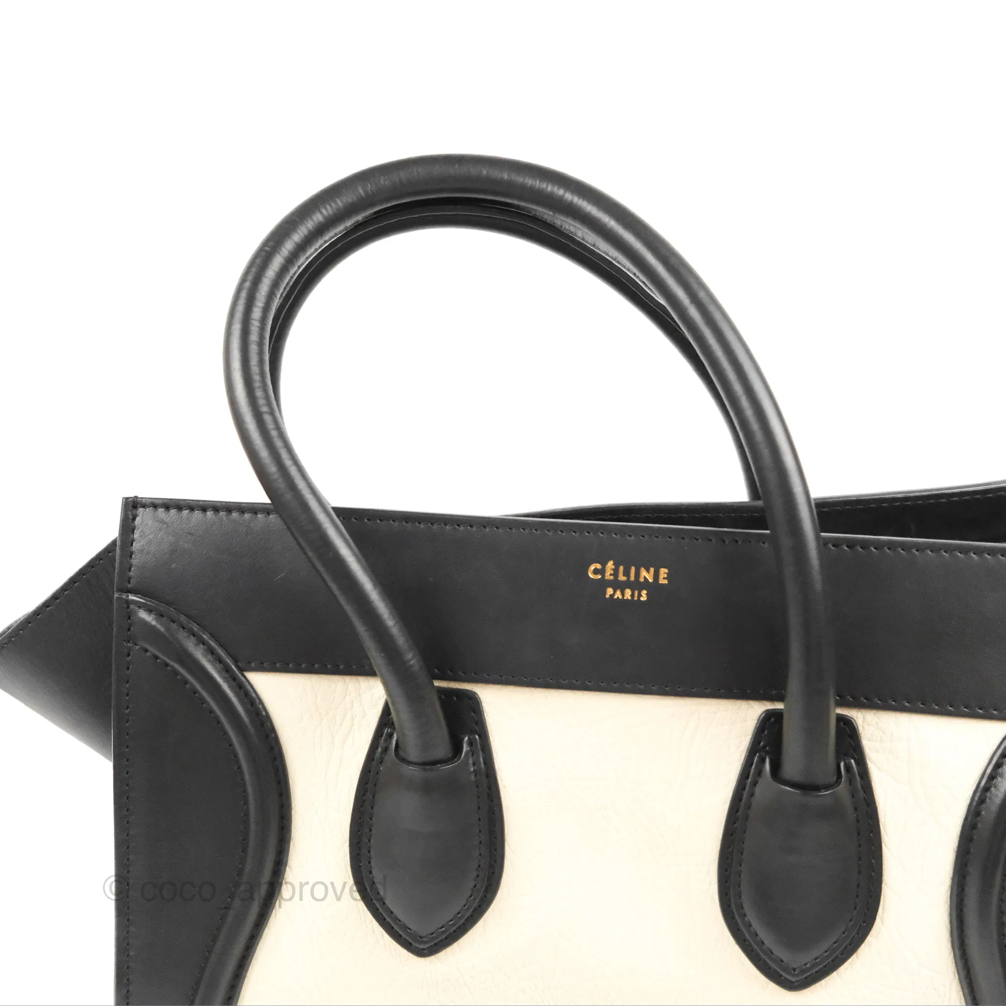 Celine Mini Luggage Bag Black/White Aged Calfskin