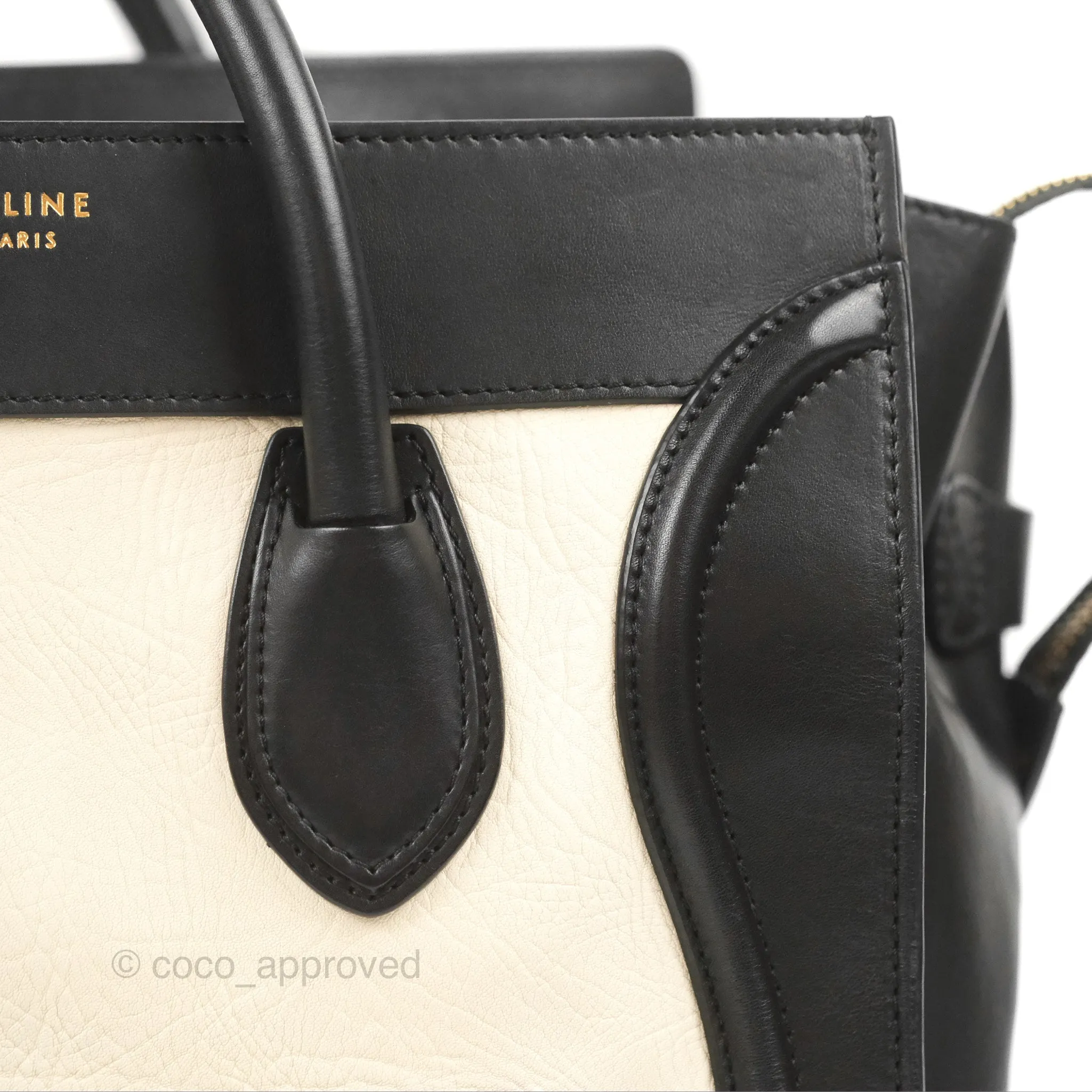 Celine Mini Luggage Bag Black/White Aged Calfskin