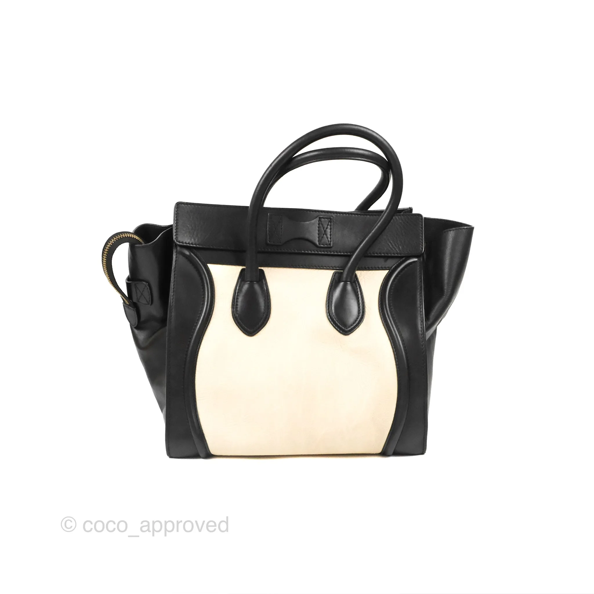Celine Mini Luggage Bag Black/White Aged Calfskin