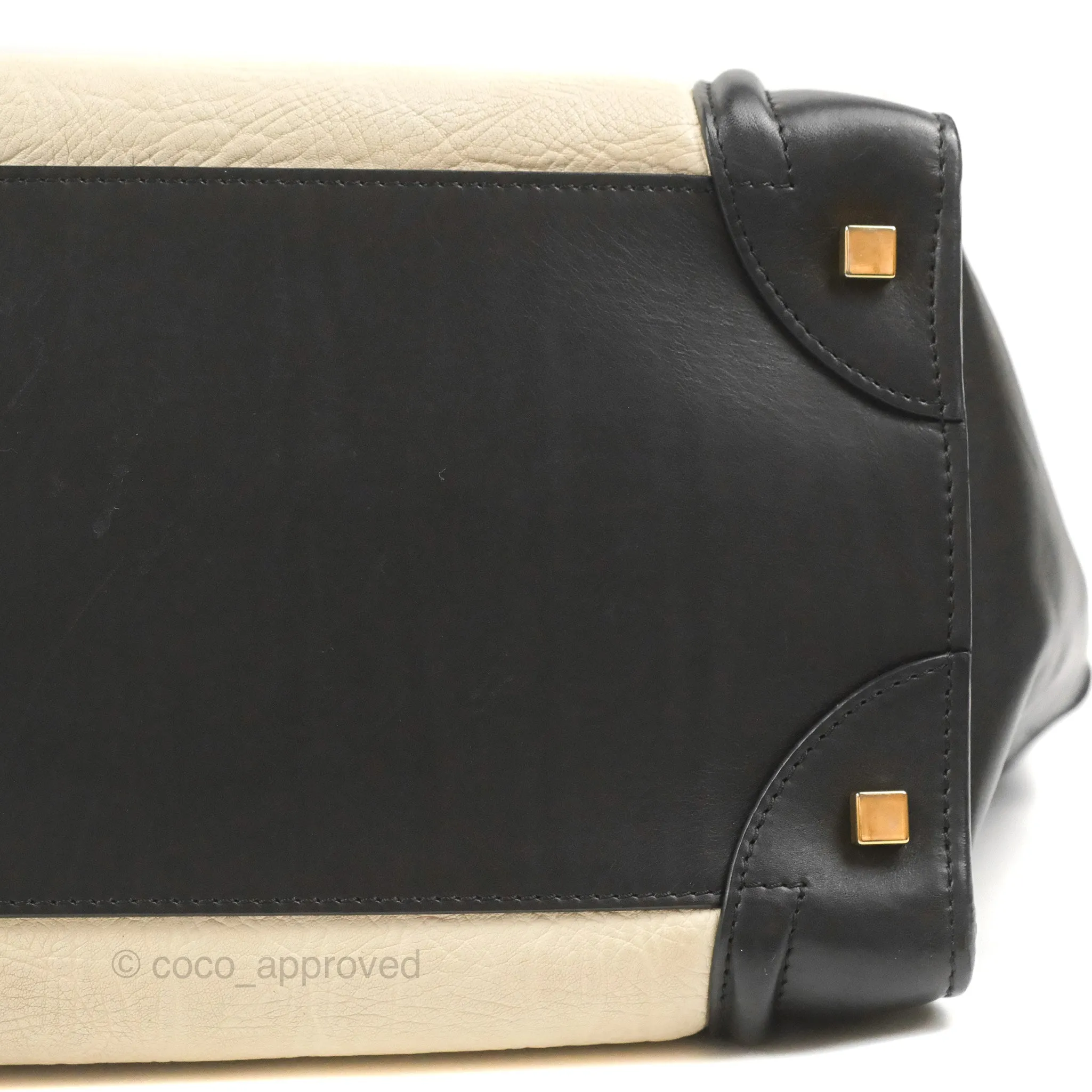Celine Mini Luggage Bag Black/White Aged Calfskin