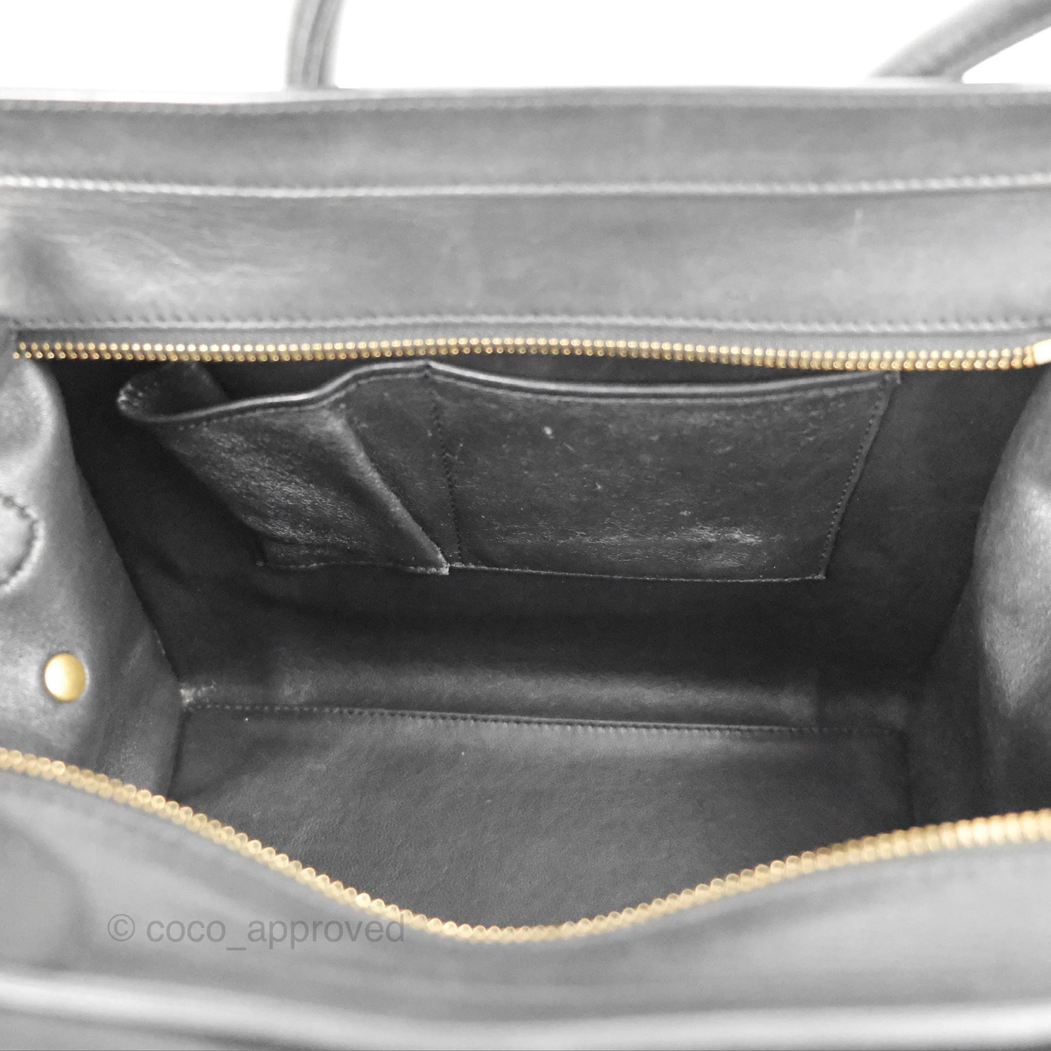 Celine Mini Luggage Bag Black/White Aged Calfskin