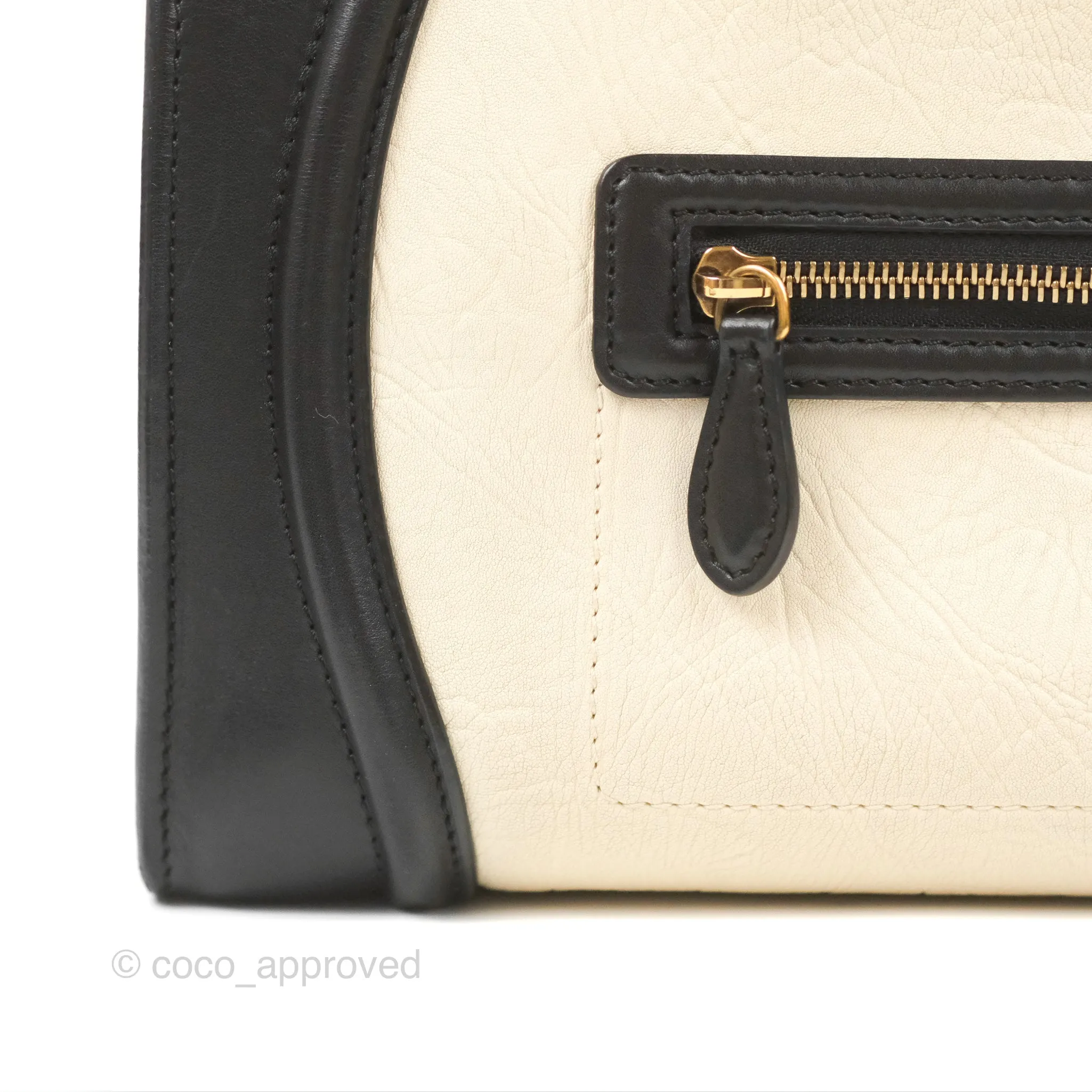 Celine Mini Luggage Bag Black/White Aged Calfskin