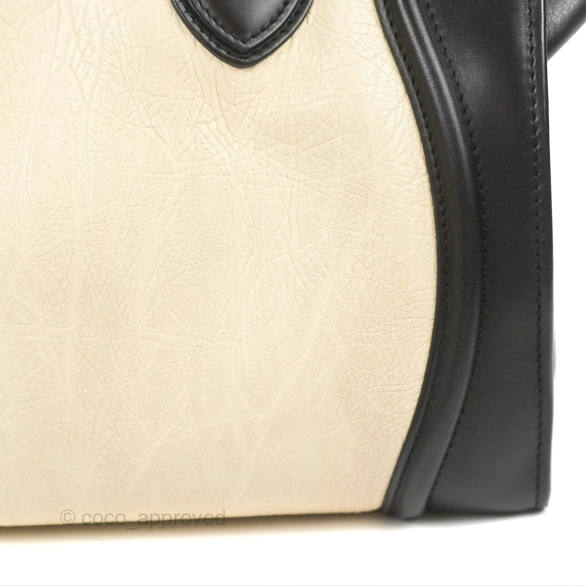 Celine Mini Luggage Bag Black/White Aged Calfskin