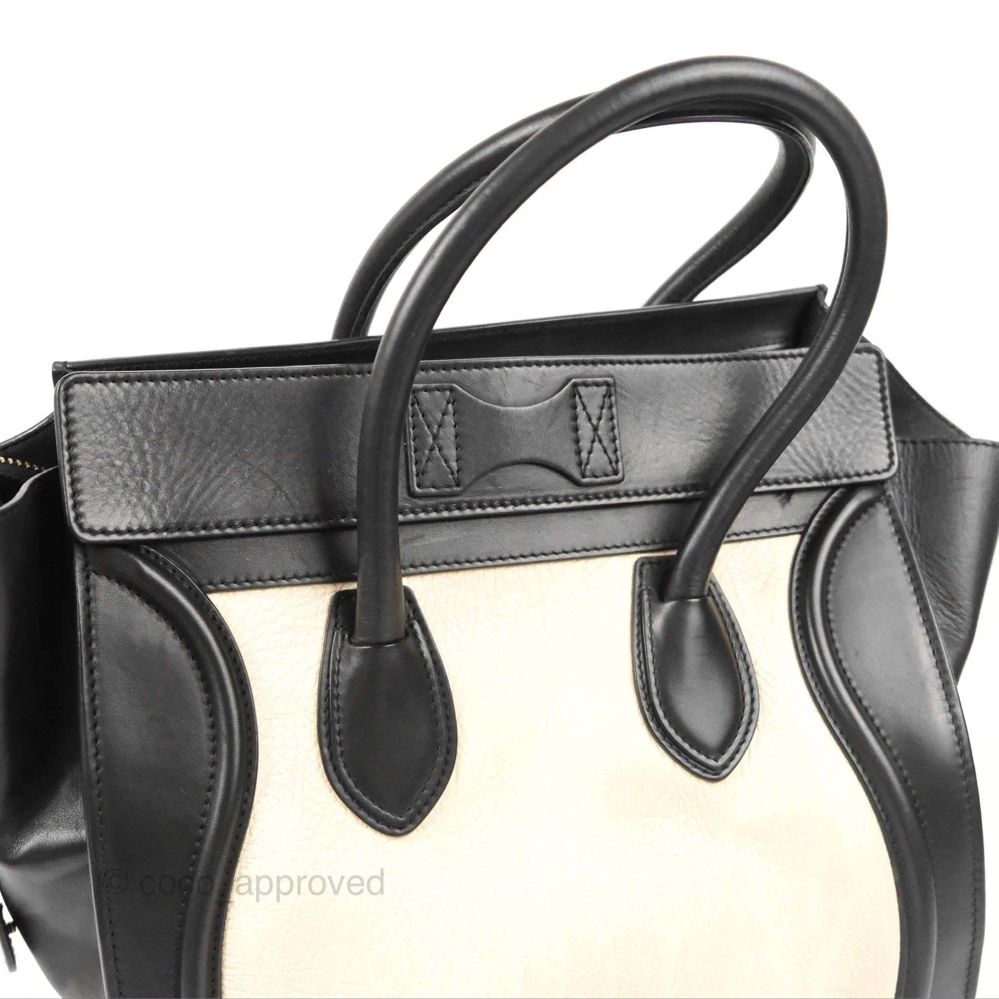 Celine Mini Luggage Bag Black/White Aged Calfskin