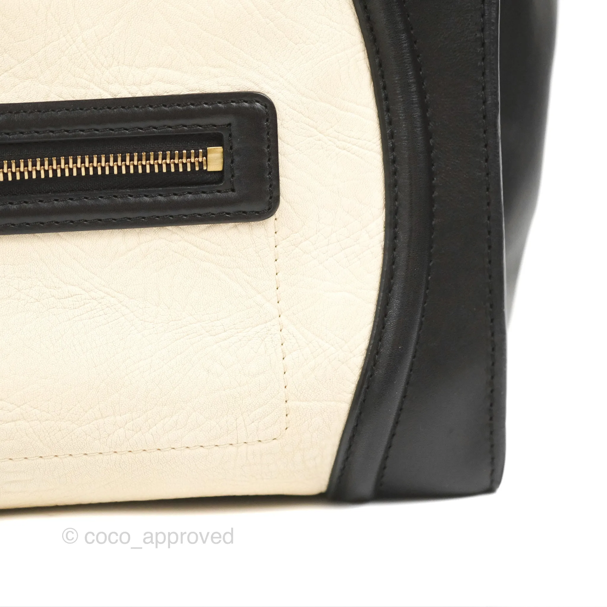 Celine Mini Luggage Bag Black/White Aged Calfskin