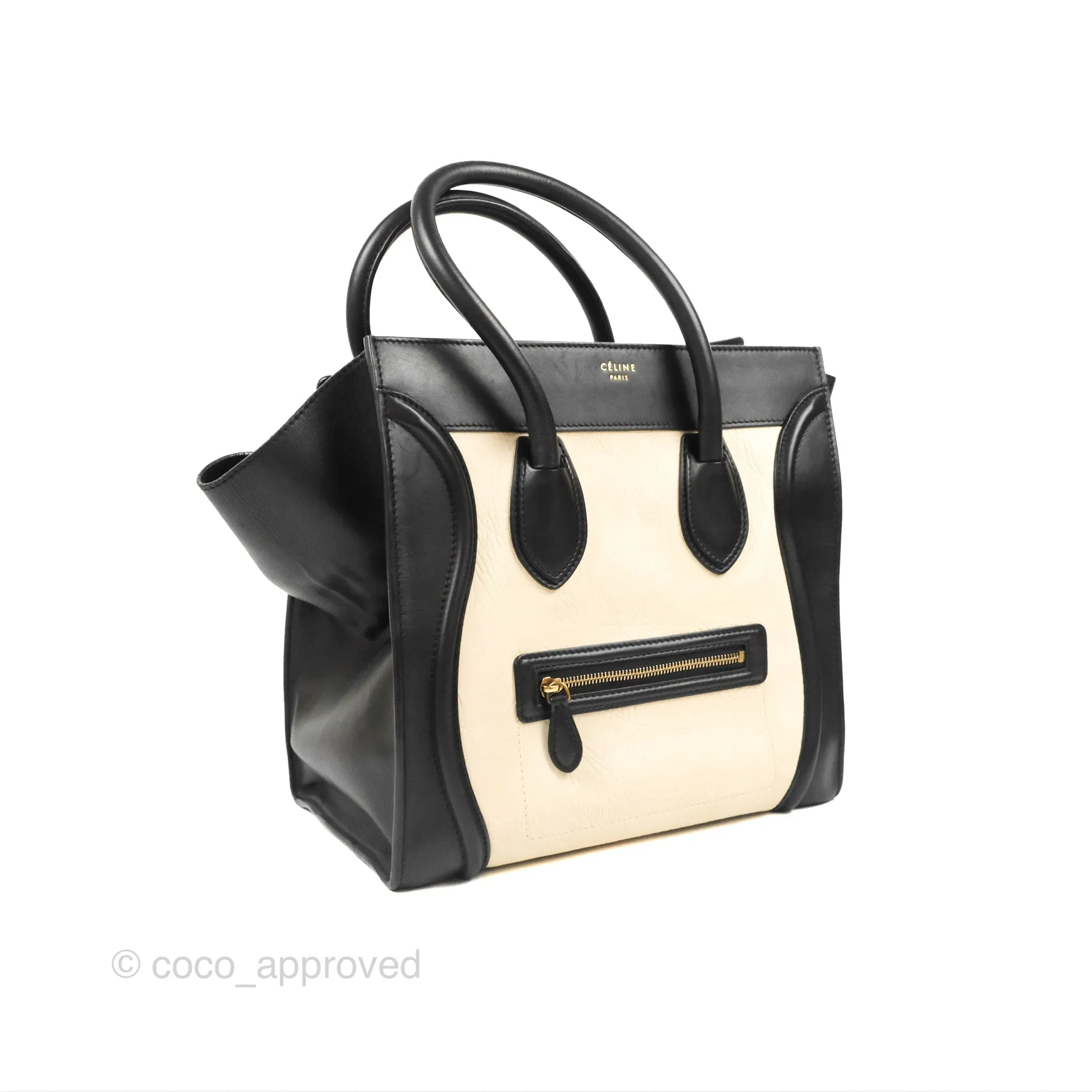 Celine Mini Luggage Bag Black/White Aged Calfskin