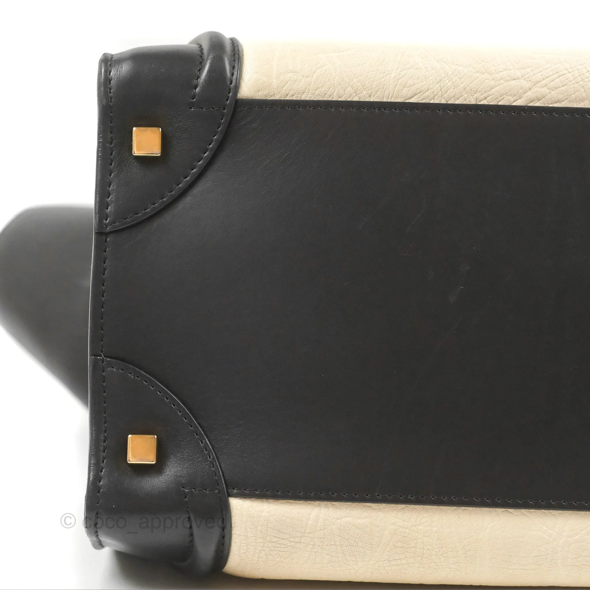 Celine Mini Luggage Bag Black/White Aged Calfskin