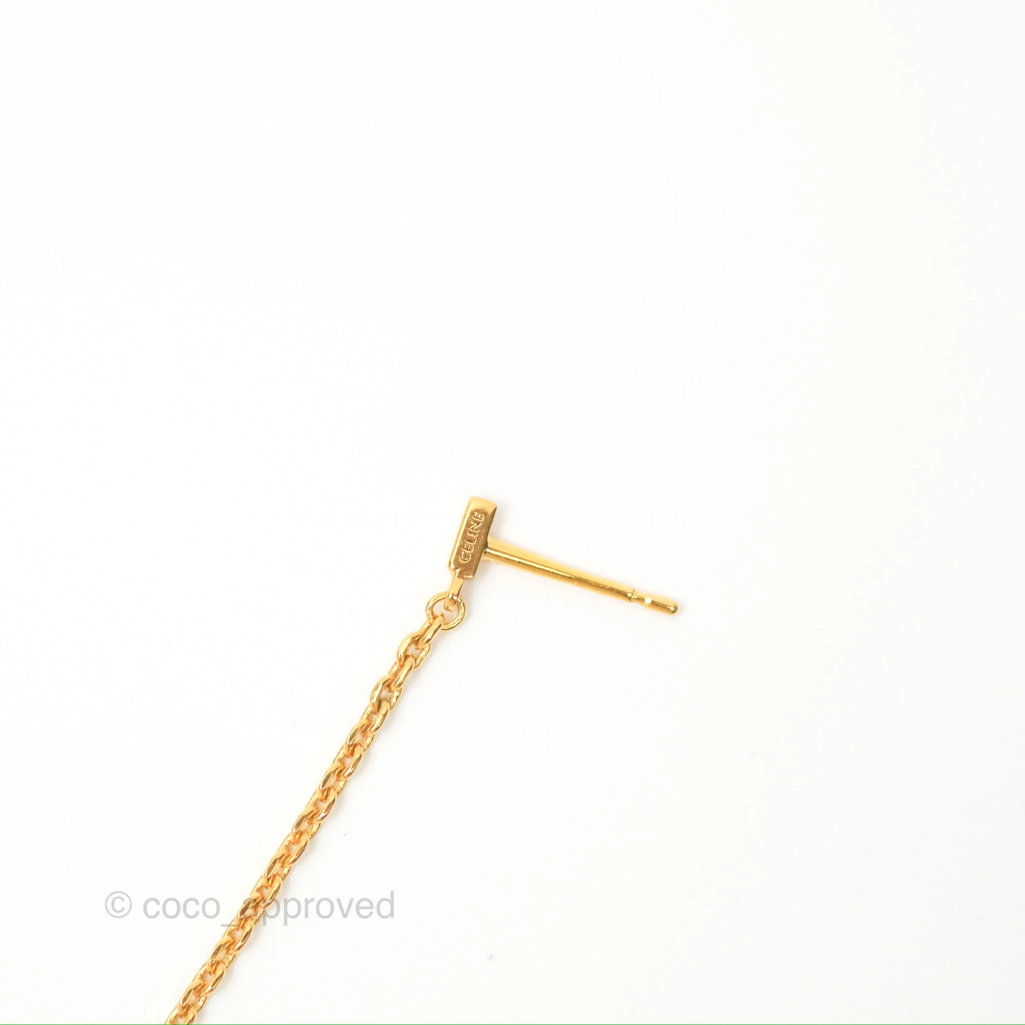 Celine Mini Triomphe Drop Earrings Gold