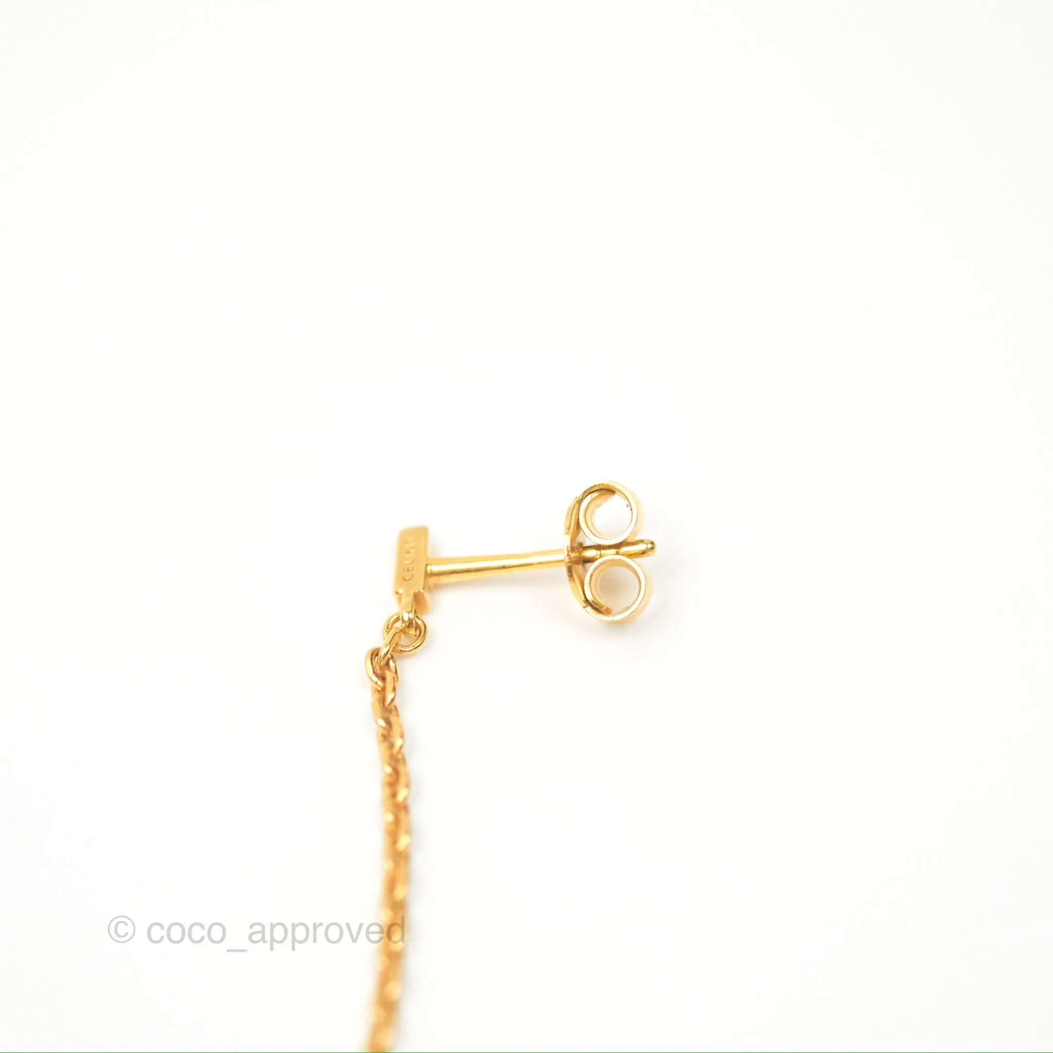 Celine Mini Triomphe Drop Earrings Gold
