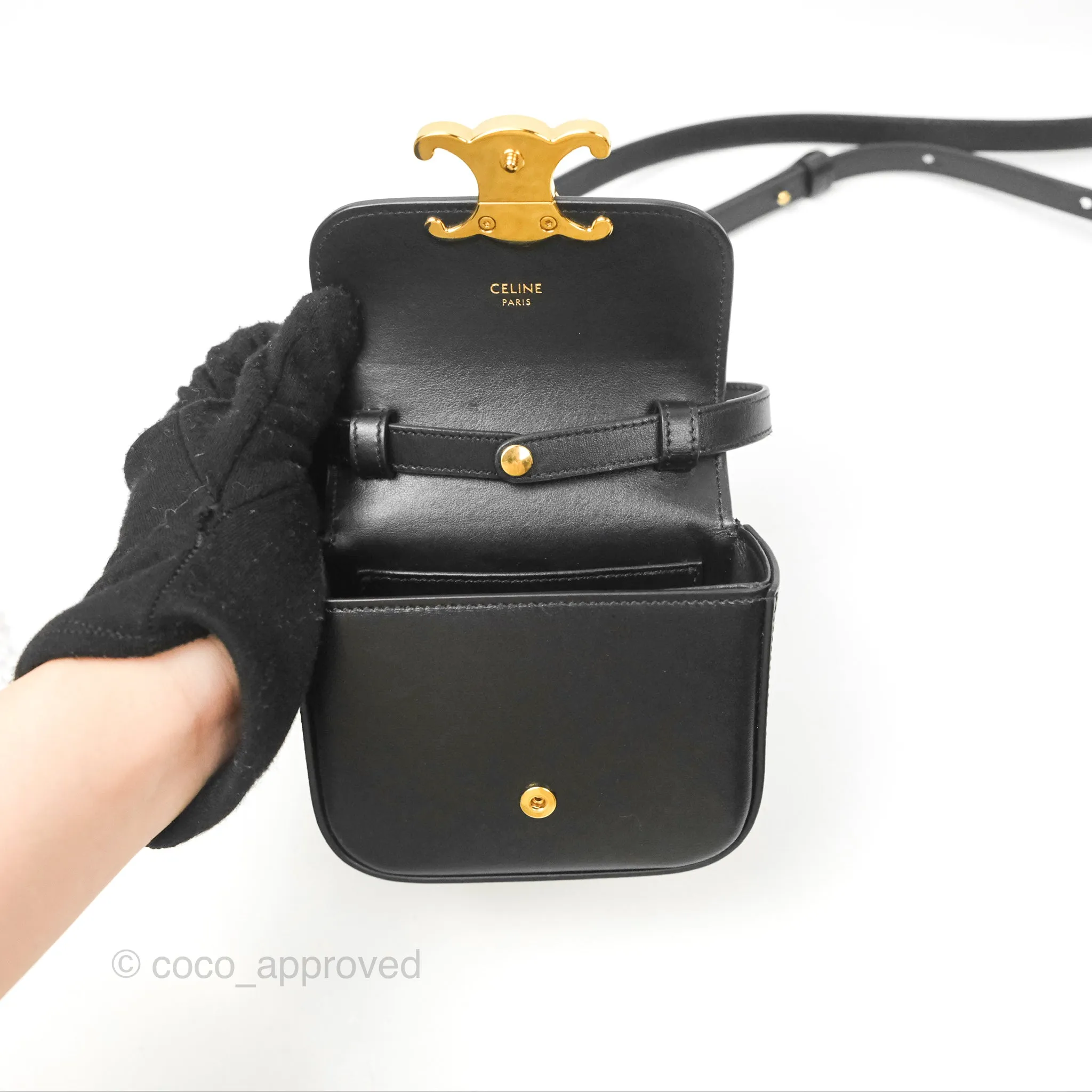 Celine Mini Triomphe Shiny Calfskin Black