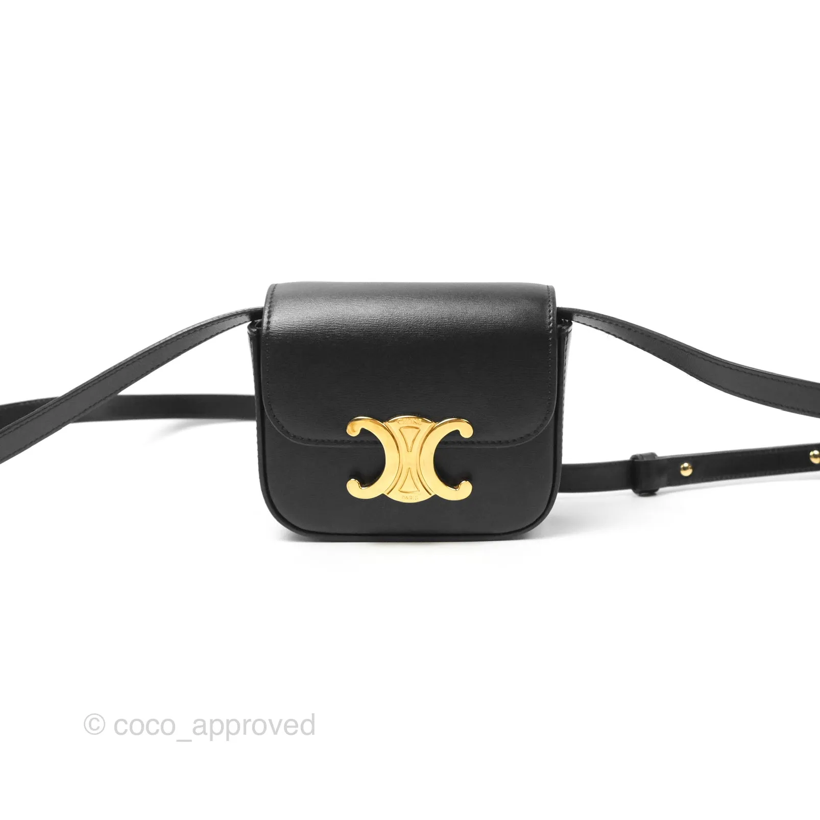 Celine Mini Triomphe Shiny Calfskin Black