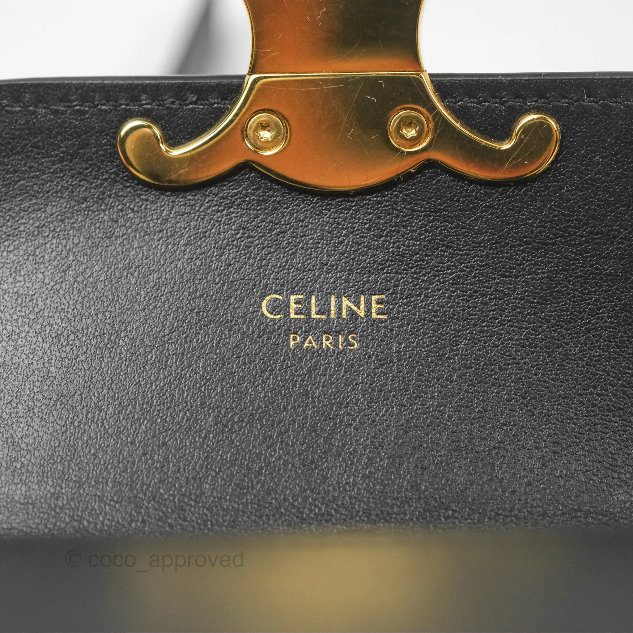 Celine Mini Triomphe Shiny Calfskin Black