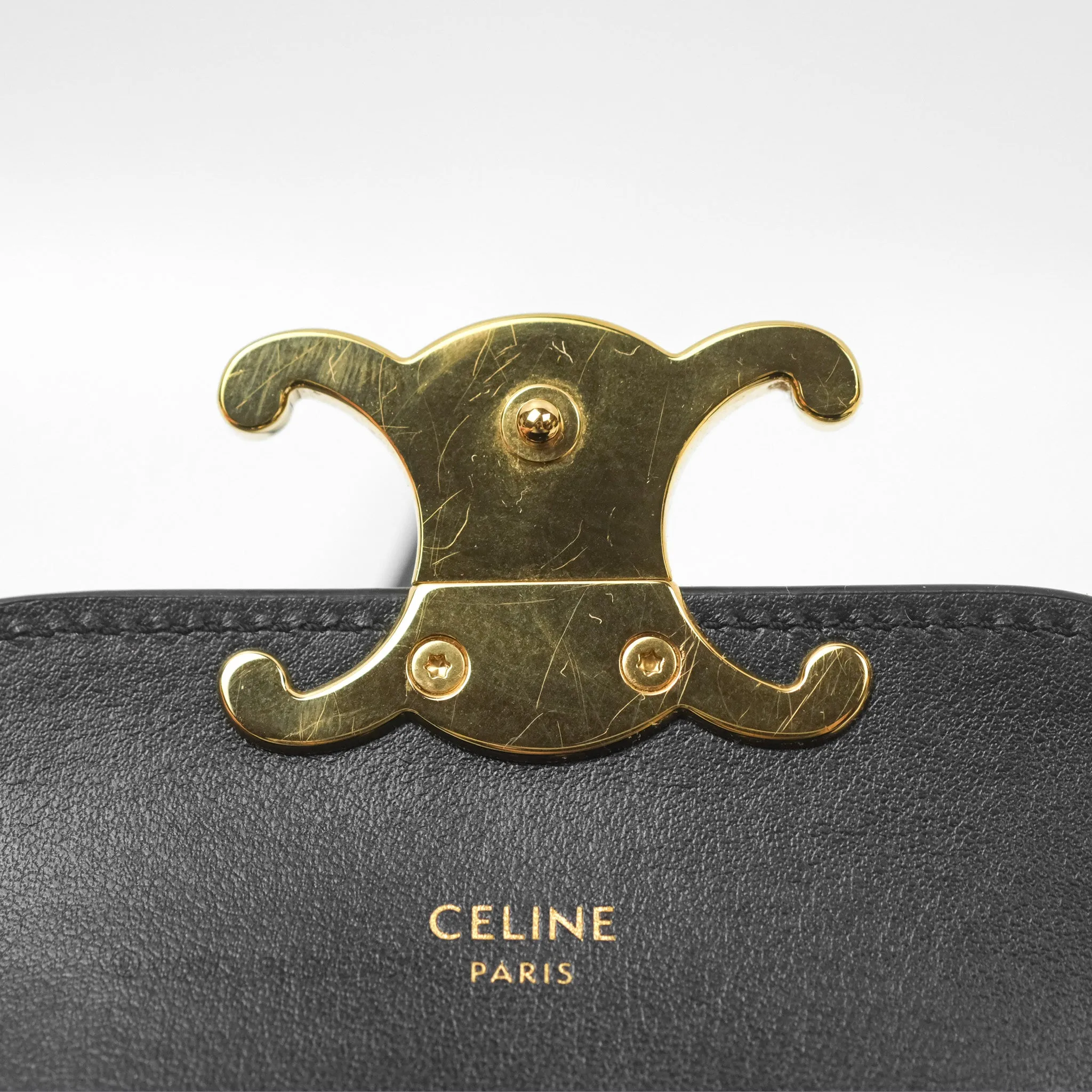 Celine Mini Triomphe Shiny Calfskin Black