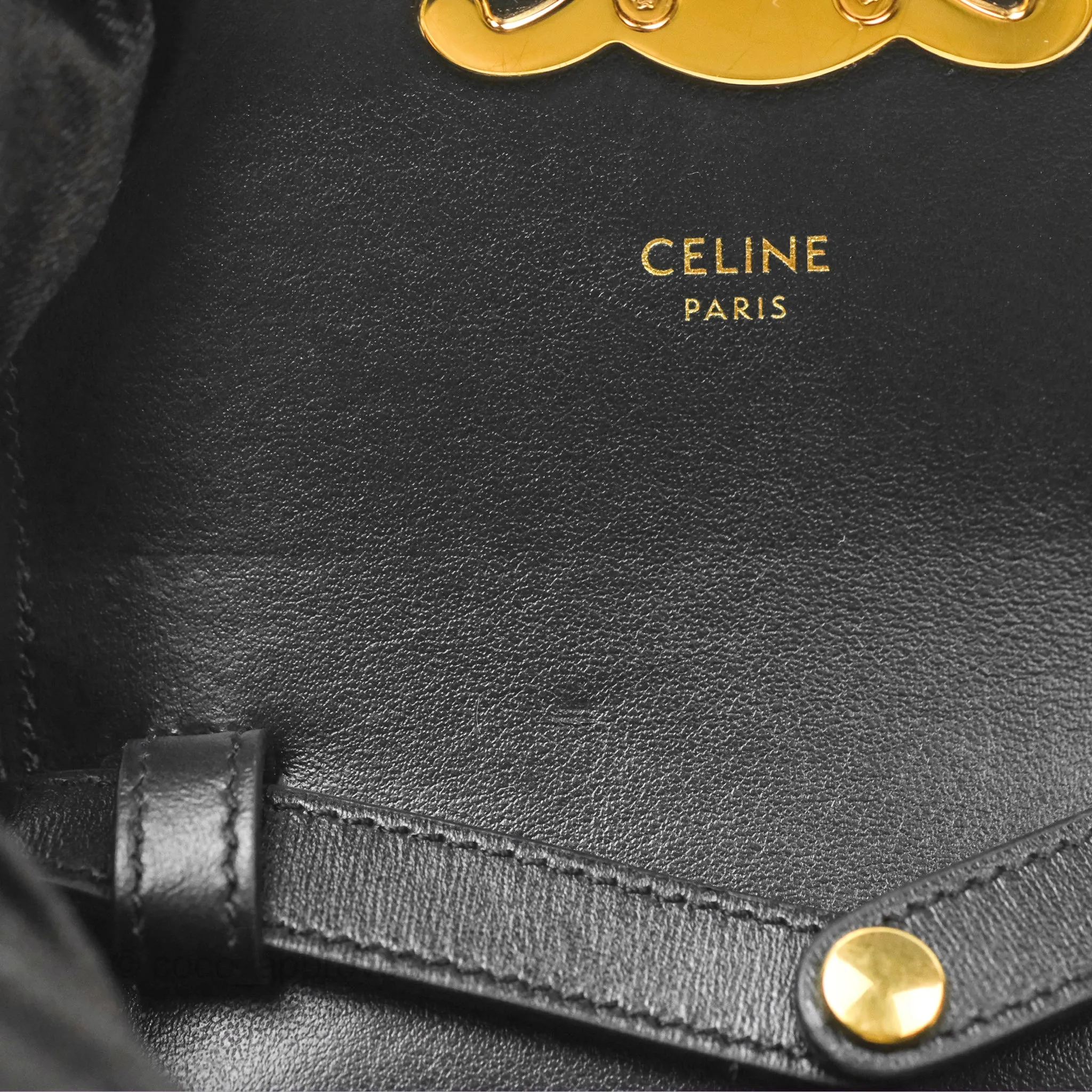 Celine Mini Triomphe Shiny Calfskin Black