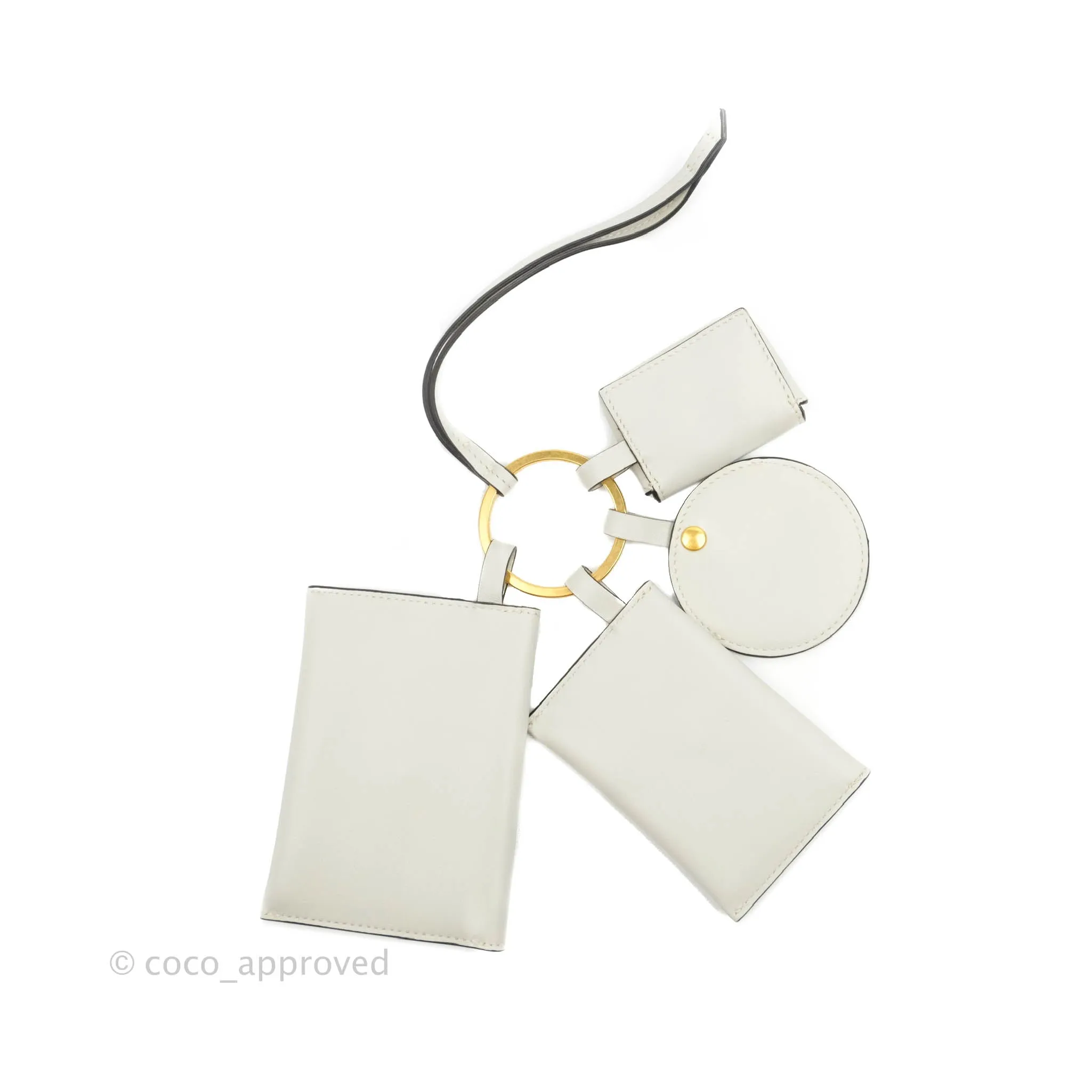 Celine Multi Key Ring Coin Card Case Light Grey Calfskin