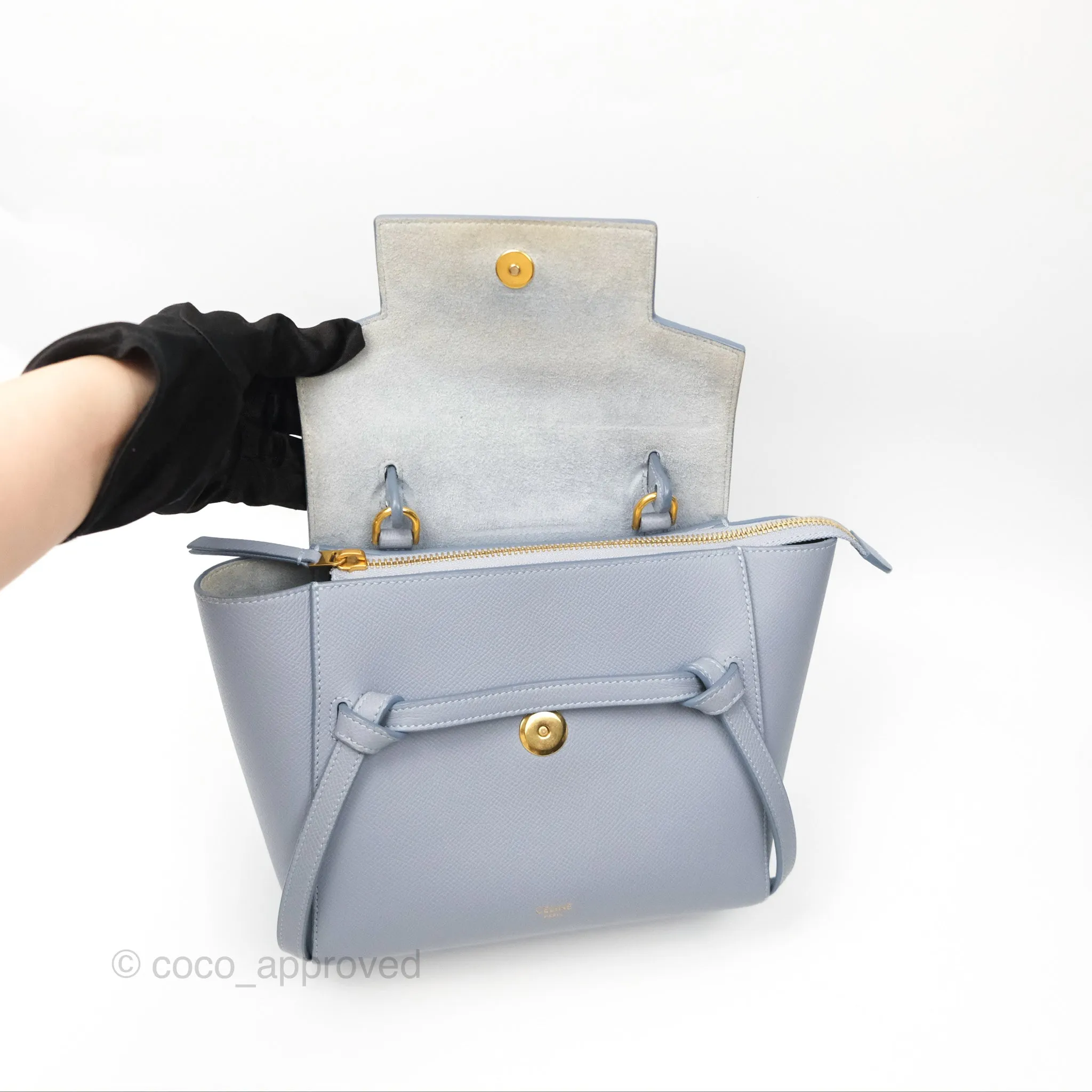 Celine Nano Belt Bag Arctic Blue Grained Calfskin Gold Hardware