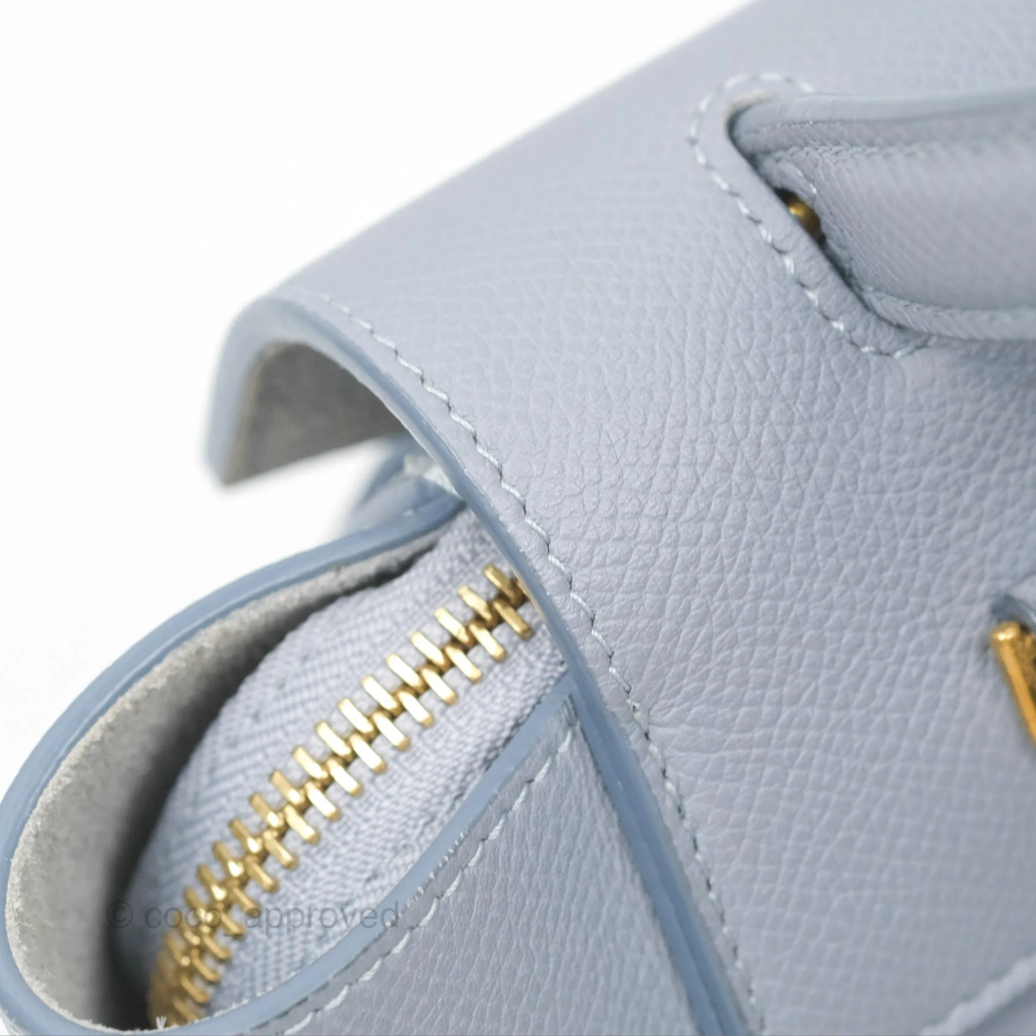 Celine Nano Belt Bag Arctic Blue Grained Calfskin Gold Hardware