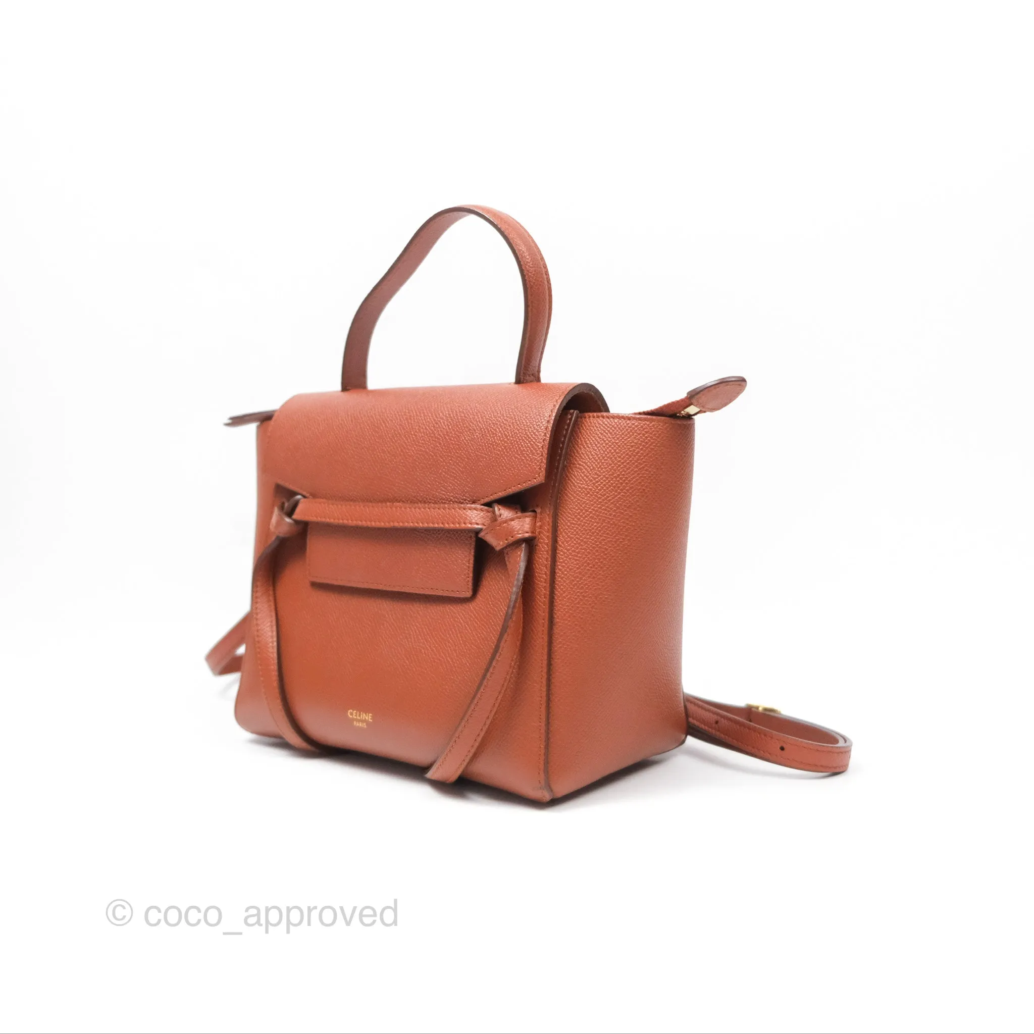Celine Nano Belt Bag Caramel Grained Calfskin Gold Hardware
