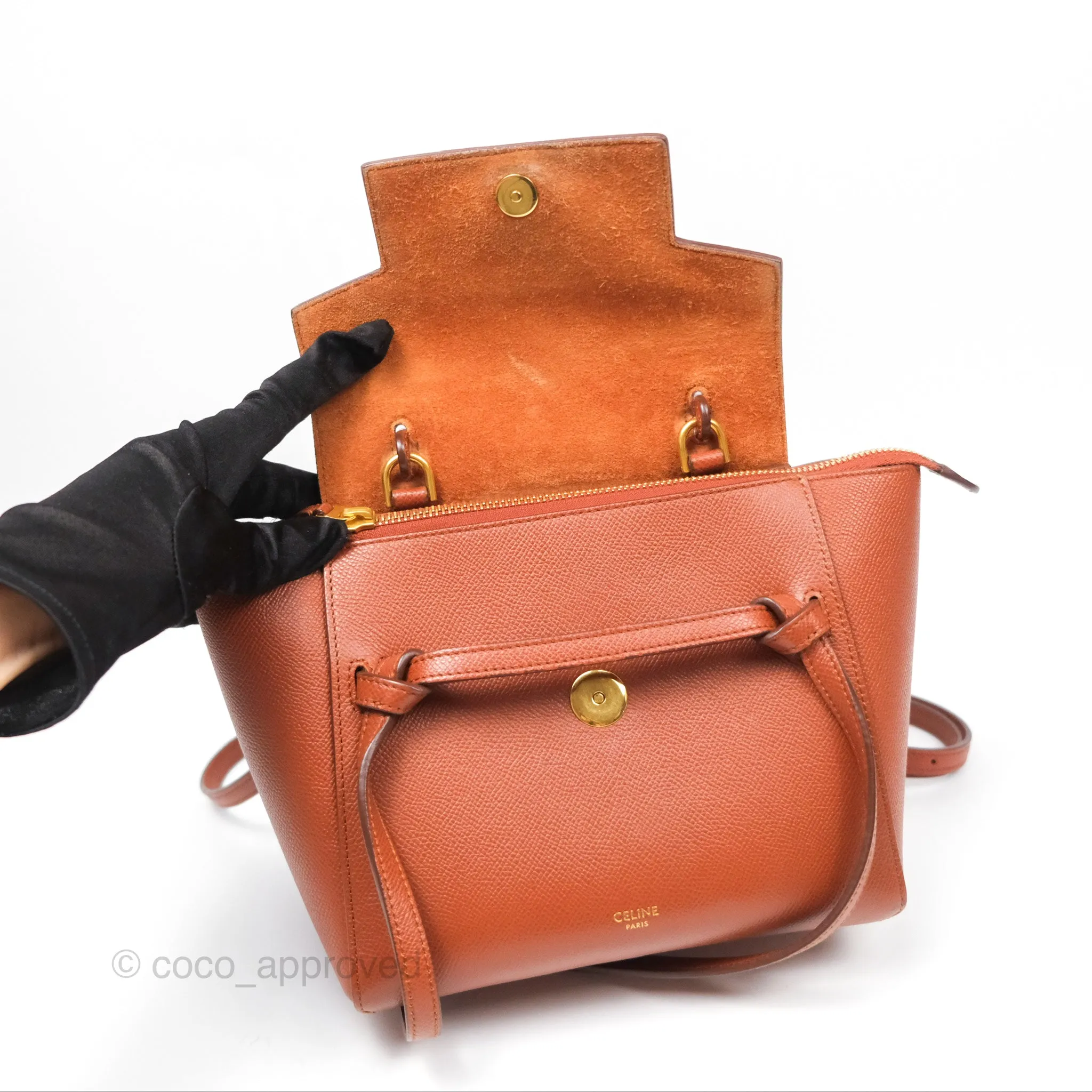 Celine Nano Belt Bag Caramel Grained Calfskin Gold Hardware