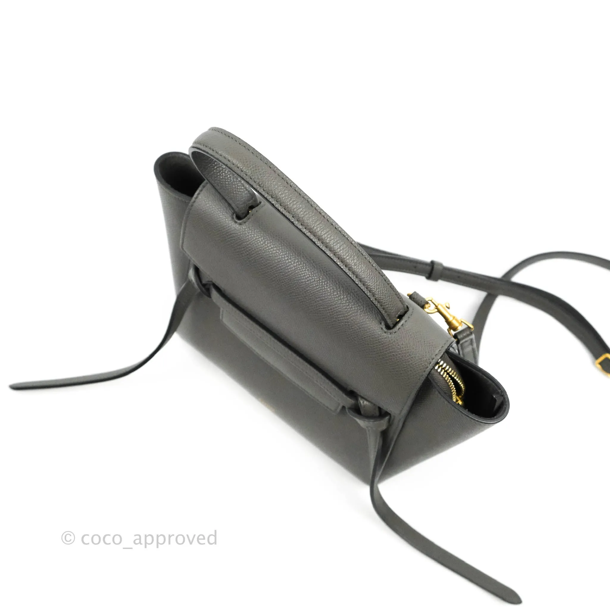 Celine Nano Belt Bag Grey Grained Calfskin Gold Hardware