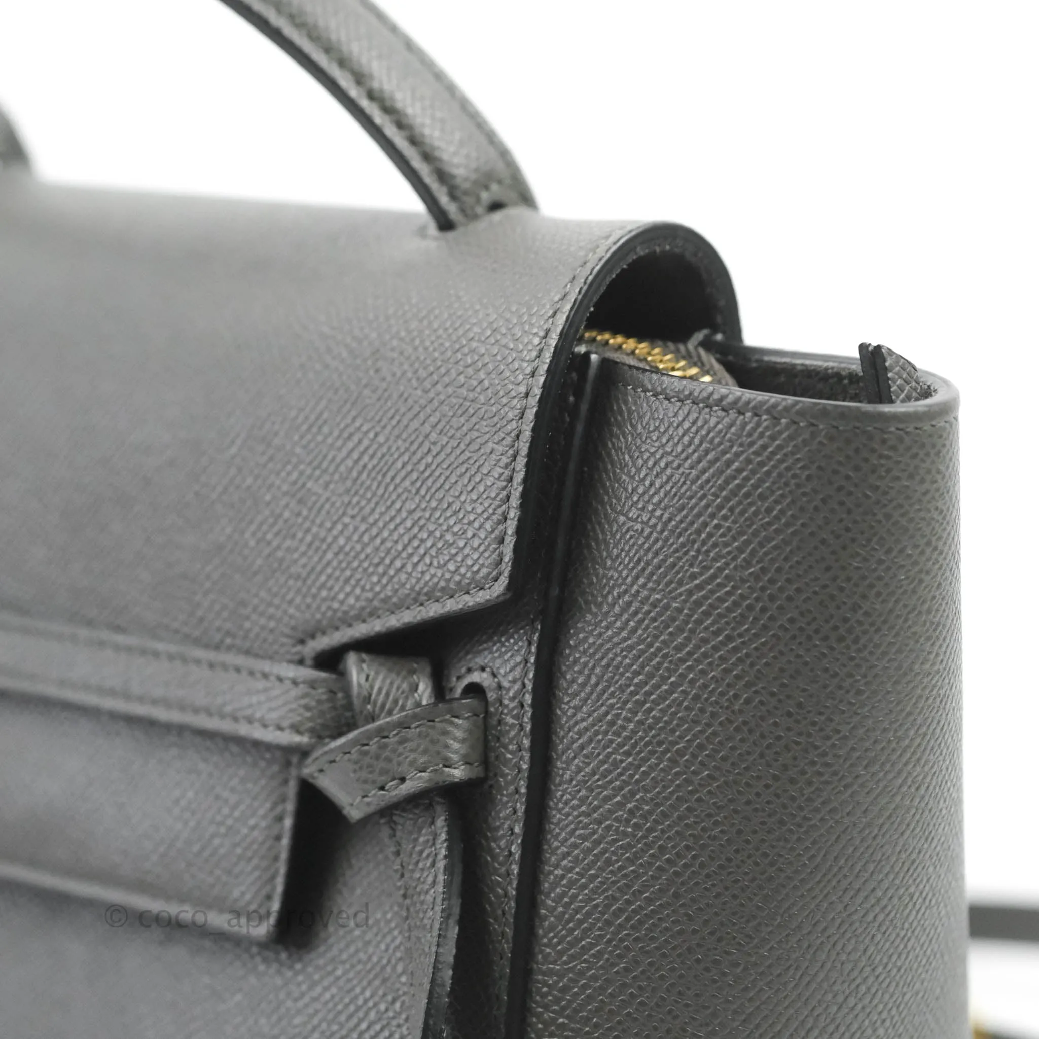 Celine Nano Belt Bag Grey Grained Calfskin Gold Hardware