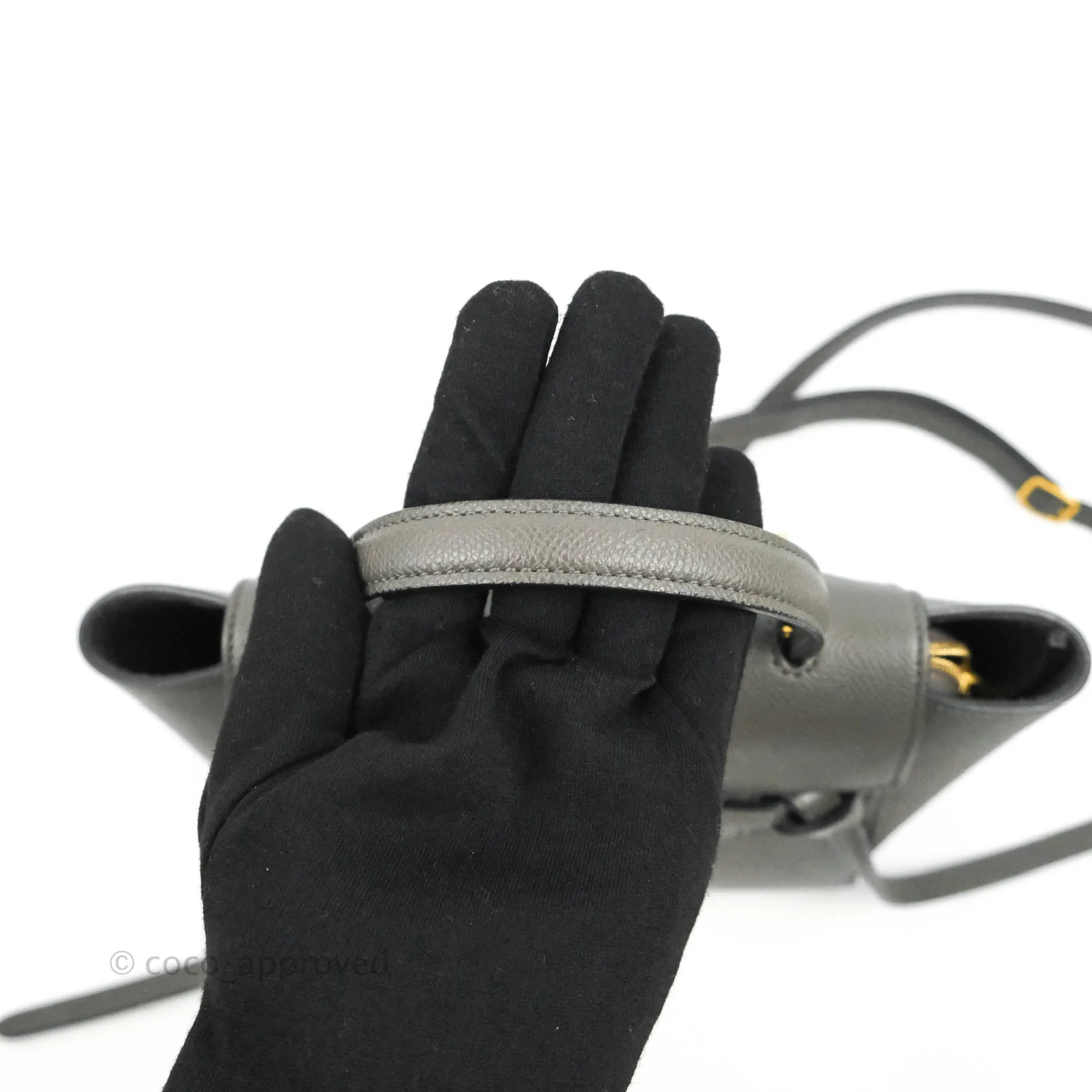 Celine Nano Belt Bag Grey Grained Calfskin Gold Hardware